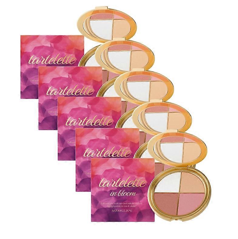 1-5x 4-Color Multifunctional Palette - Highlighter & Blush with Mica & Vitamin E, 8.8g - Natural Glow, Silky Texture, Travel-Friendly with Mirror