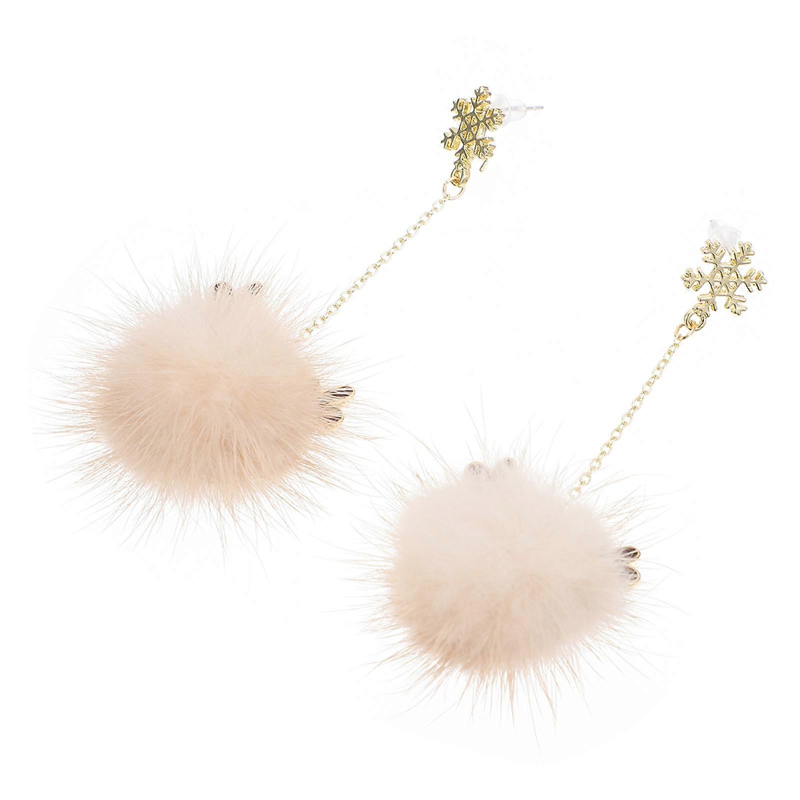 Christmas Plush Ball Earrings for Decor 2Pairs Lovely Elk Horn Design