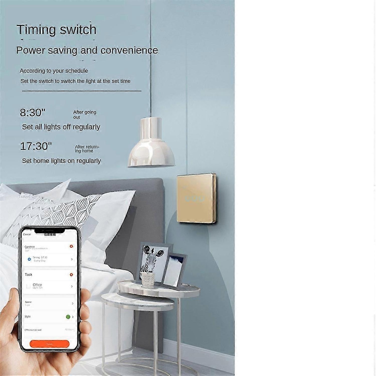 Thoughthome Touch Light Switch Zero Fire Line 3 Switch Gold
