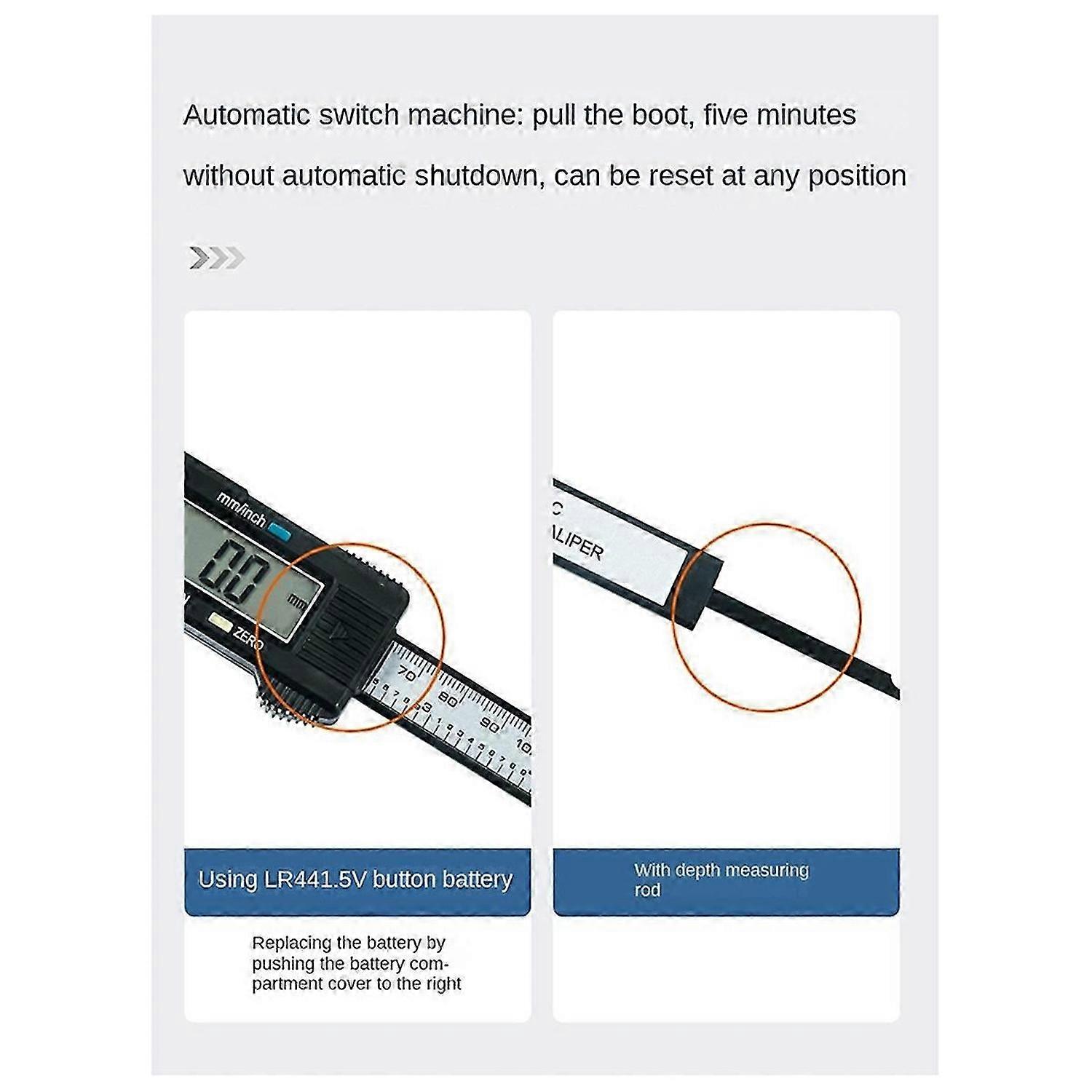 Plastic Digital Caliper, Inch Metric Fraction Conversion