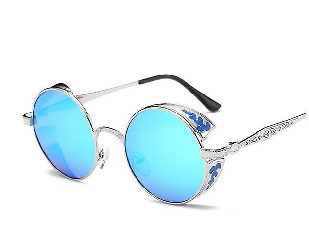 Punk Steam Round Ladies Polarized Sunglasses Large Frame Face Shaping Women's Colorful Sunglasses