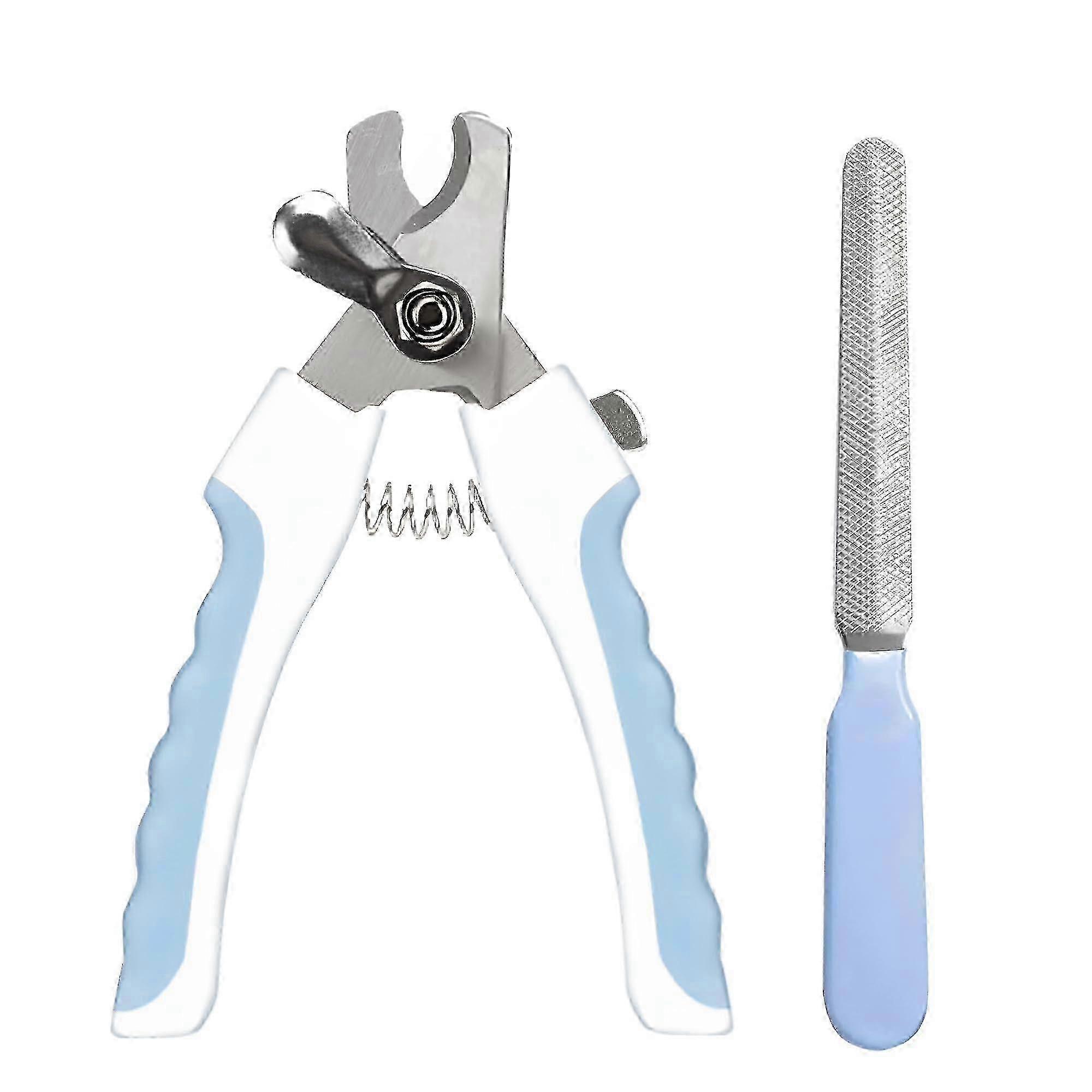 Dog Nail Clipper & File Set with Safety Switch - Blue & White
