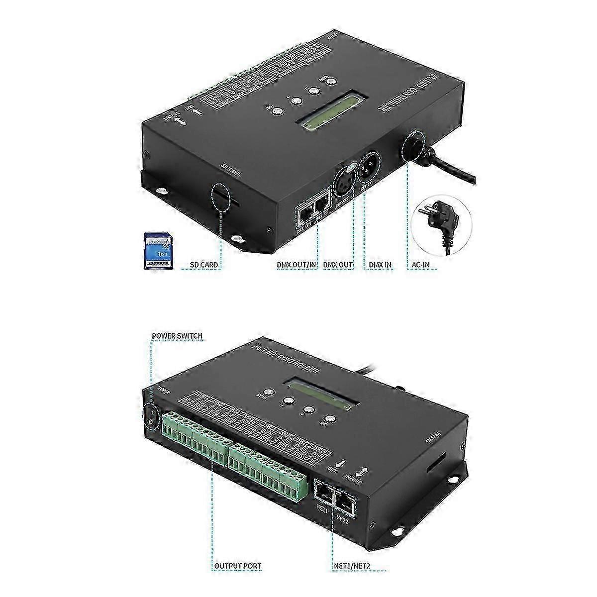 WiFI LED Pixel Controller Artnet to SPI Supports Software LAN Synchrony SD Card DMX512 Console (H807