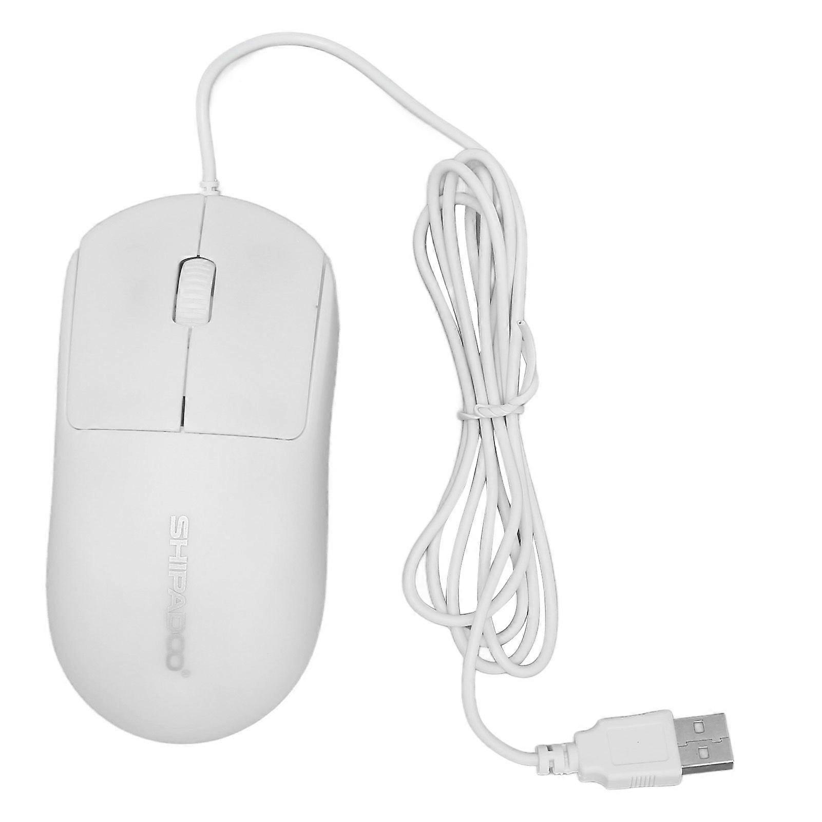 Wired Mouse Optical 1200DPI USB Port Ergonomic Design Plug and Play Computer Mouse for Laptops Desktop PC White