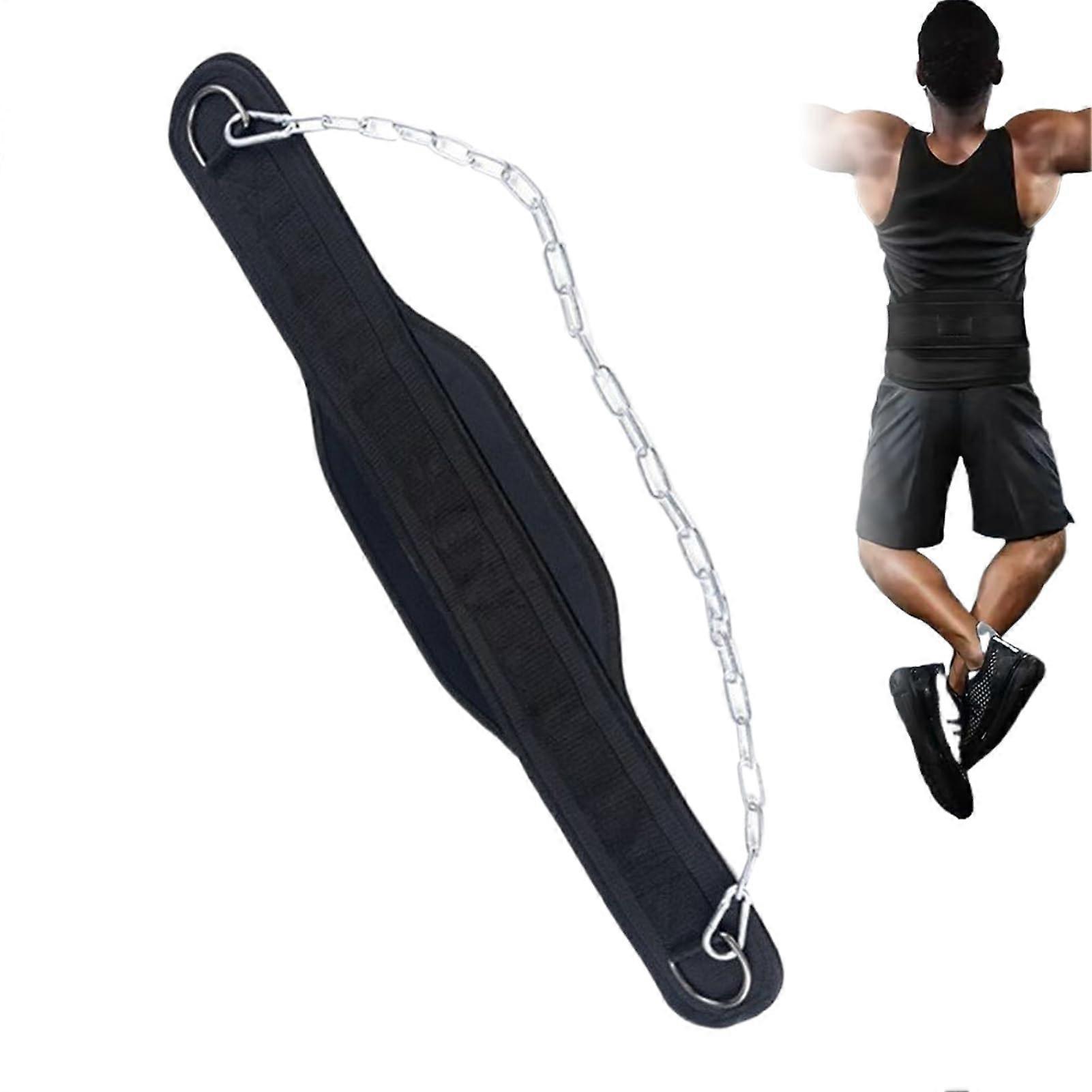 Weight Lifting Belt With Steel Chain For Squats And PullUps, Bodyweight Exercises And Strength Training Accessory