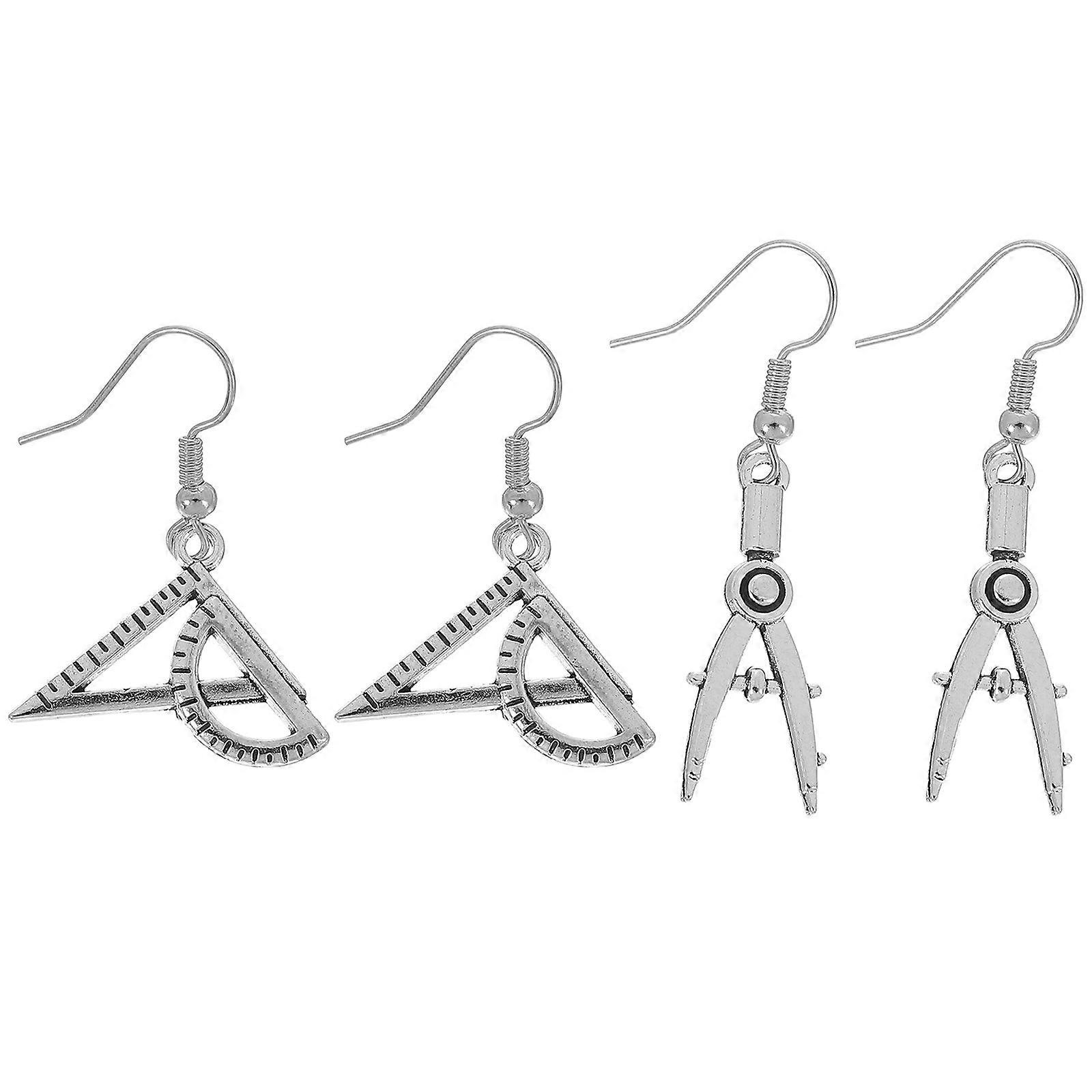 Architect Earrings Triangle Ruler Dangler Earrings 2Pairs