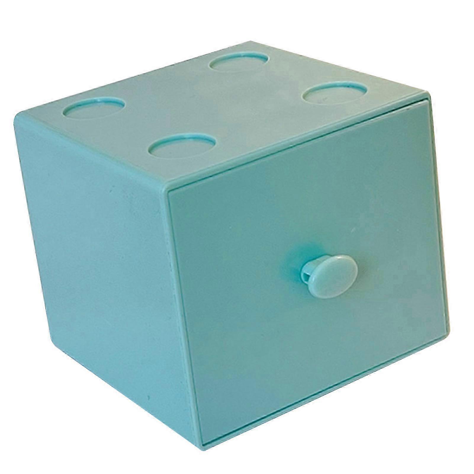 Plastic Stackable Desktop Storage Box with Drawer 9x9.2x8cm Blue 2025