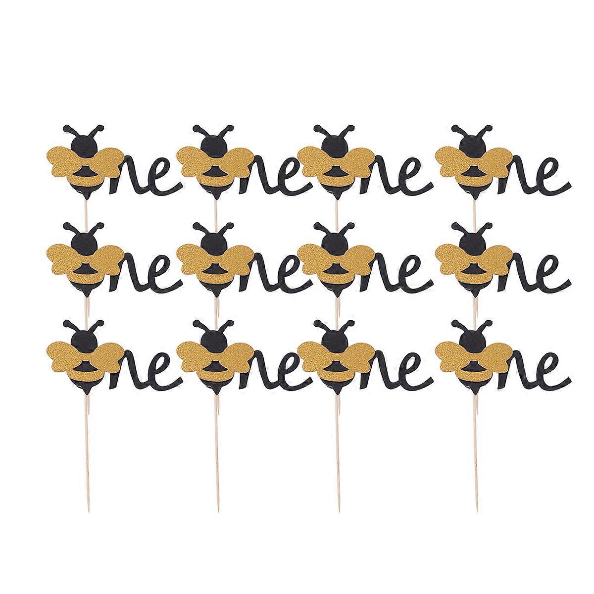 12Pcs Bee Themed Cake Topper Decorations For Birthdays And Festivals In Design