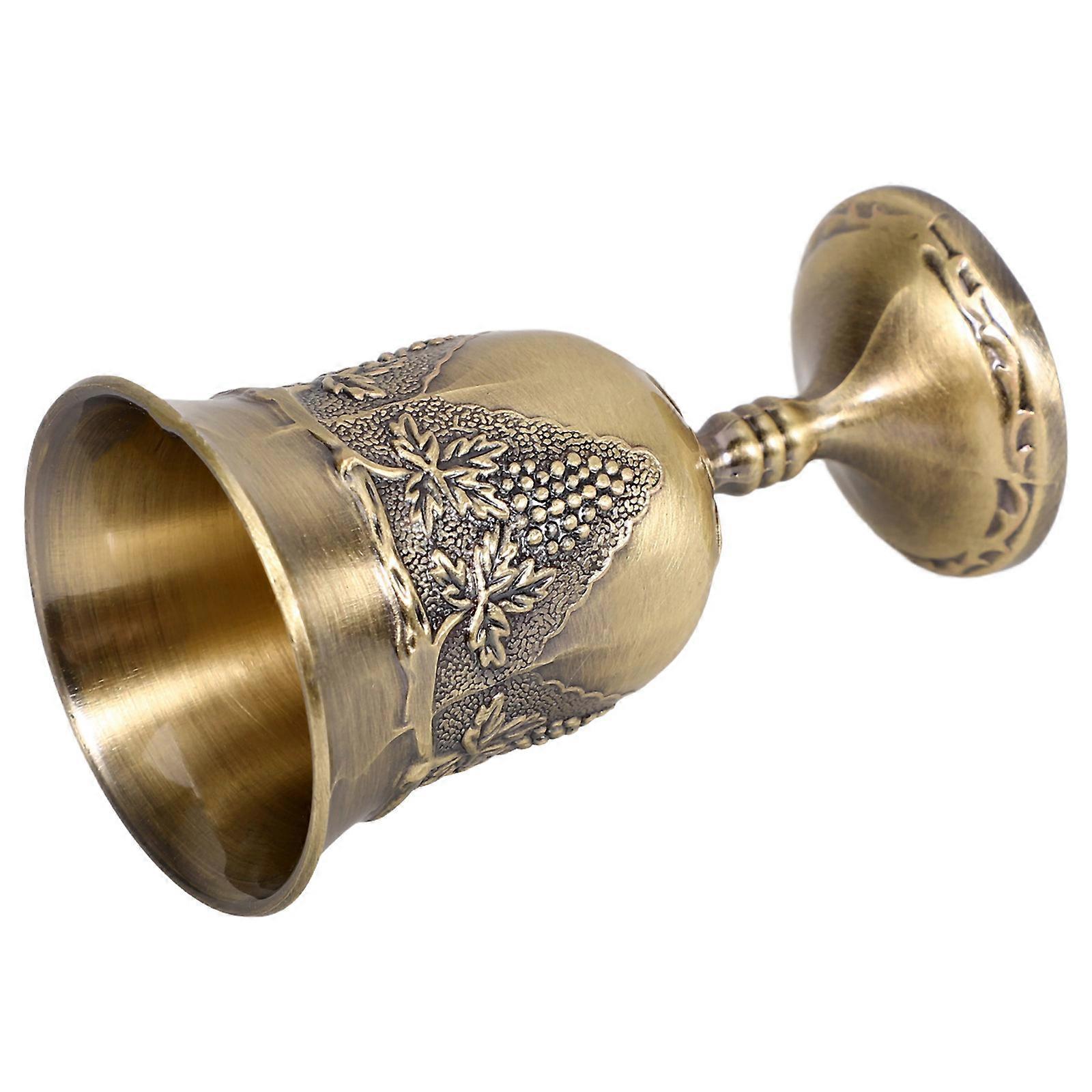 Decorative Wine Cup With Engraving Pattern For Festival Celebrations Golden Color Retro Style 1Set