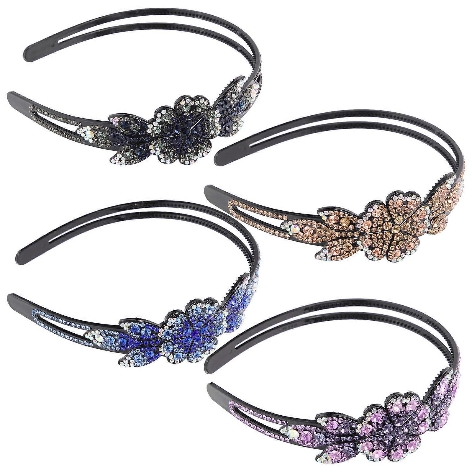 Wide Rhinestone Headband with Teeth Comb for Decoration 20Pcs Assorted Color