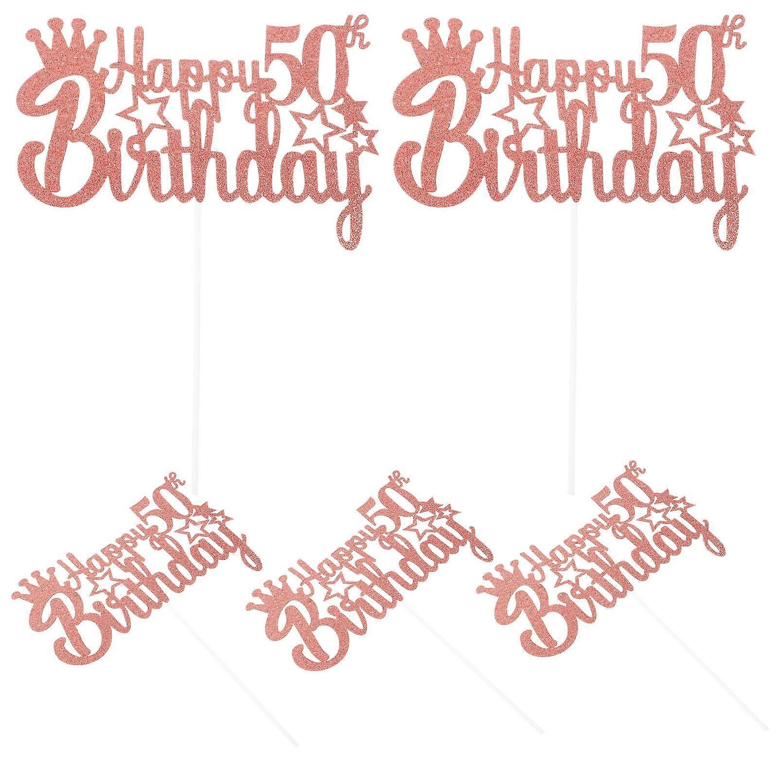 Egg Cake Insert for Decoration 5Pcs Pink Birthday Cake Decorative Props