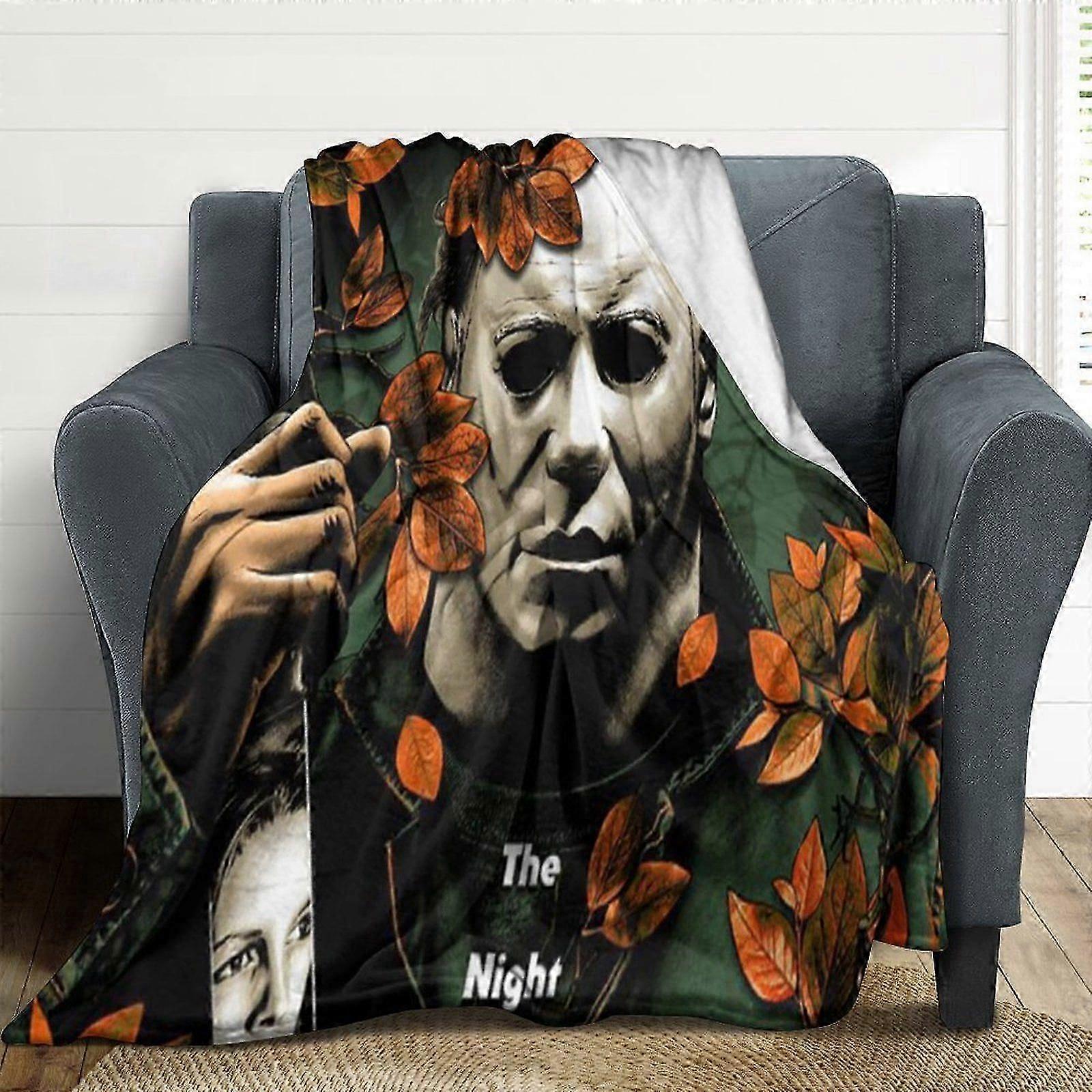 Michael Myers Halloween Flannel Blankets Soft Plush Throw Blanket Fuzzy Cozy Luxury Air Conditioner Blanket for Bedroom Sofa-w283