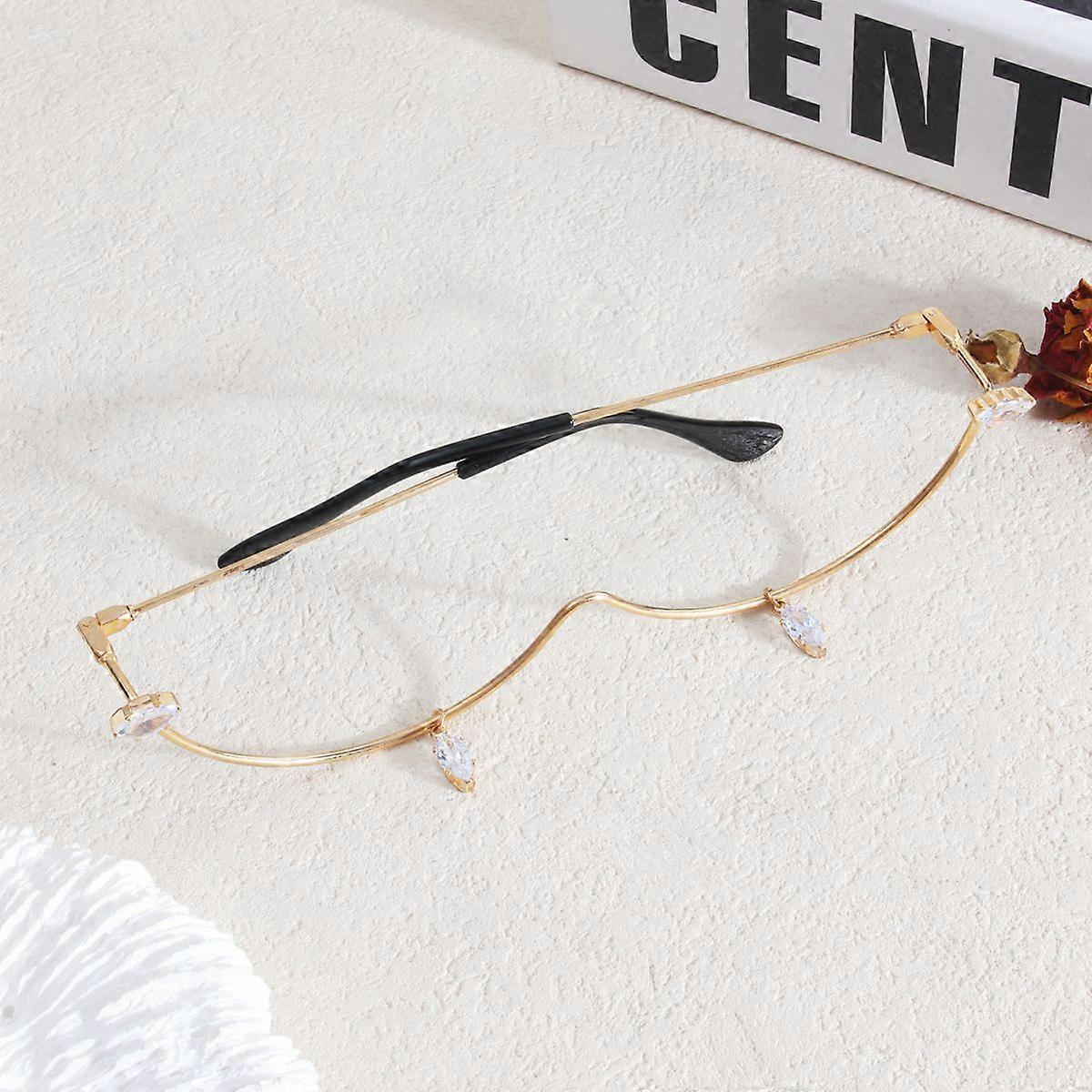 Hot selling water drop zircon half frame glasses frame temperament versatile