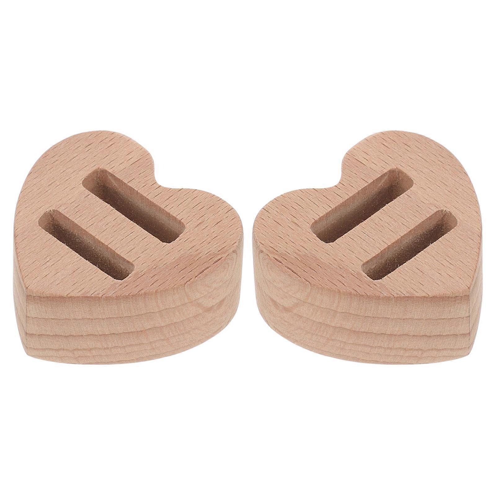 Ring Display Rack Wooden Heart Shape Engagement Ring Holder 8Pcs