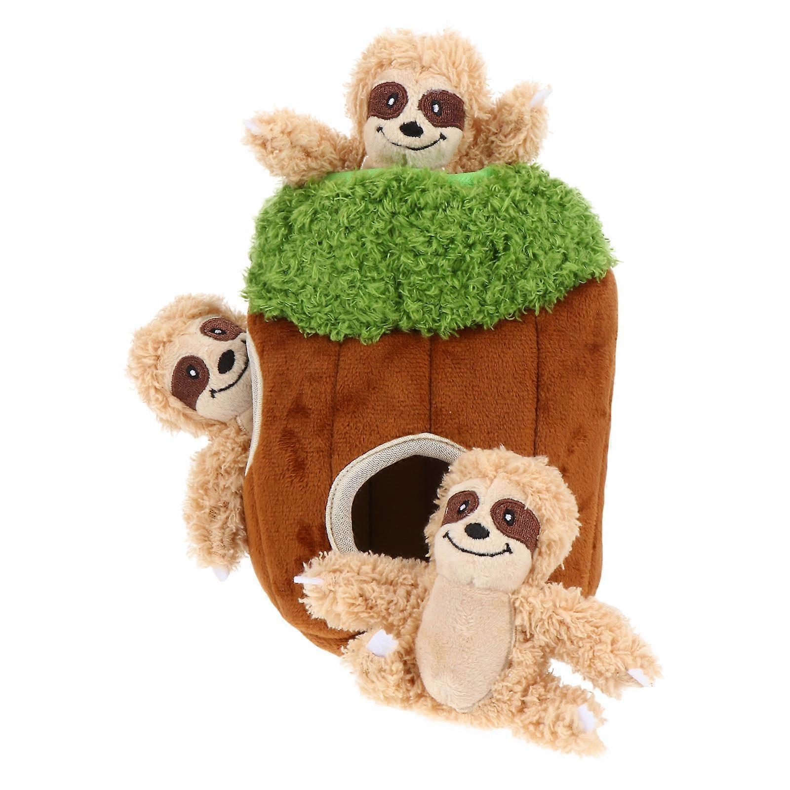 Dog Hide Plush Toy Interactive for Chewing 8Pcs Set Coffee Tone