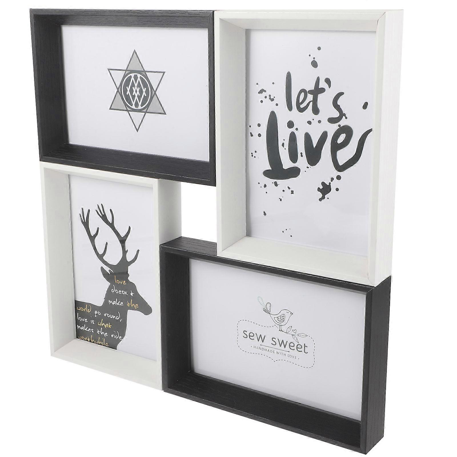 Table Photo Frame Multi Picture Frame for Desk Home Decoration Siamese Design 6 Inches Black 1Set