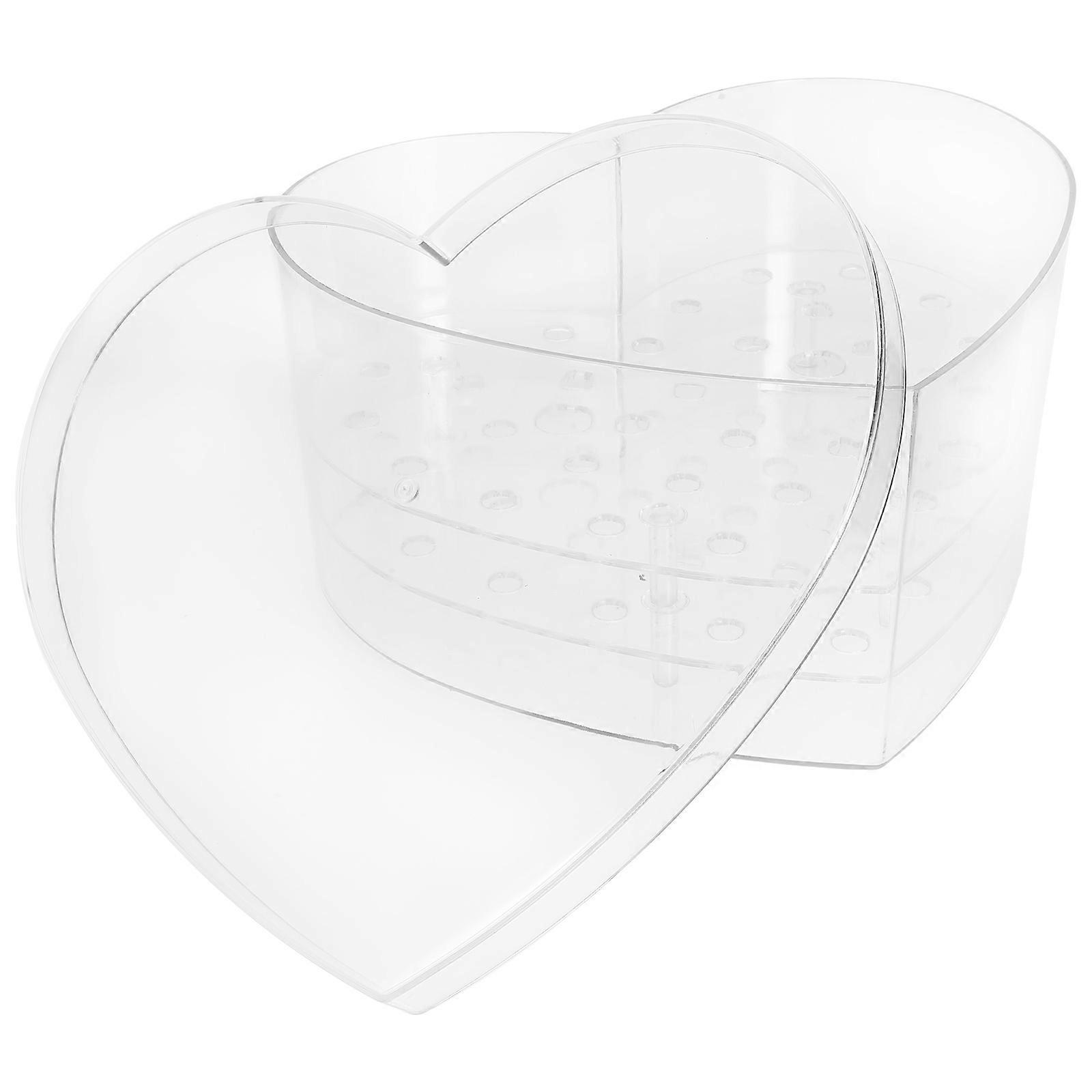 Clear Preserved Flower Box Heart-Shaped Acrylic Case for 2Pcs Arrangements