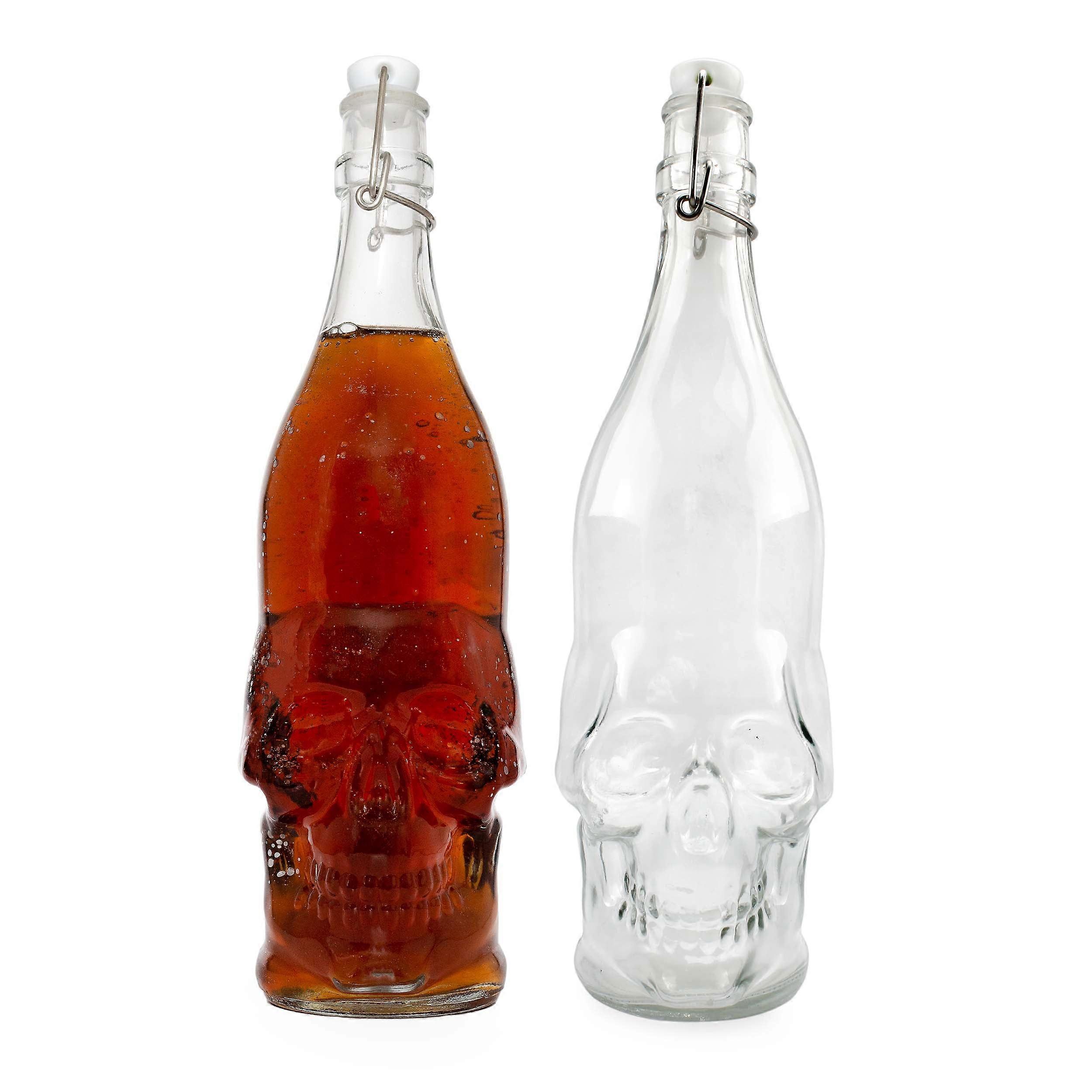 Cornucopia Brands Skull-Shaped Beer Bottles (2-Pack); Empty Quart-Size Bottles for Brewing and Bottling and Decor