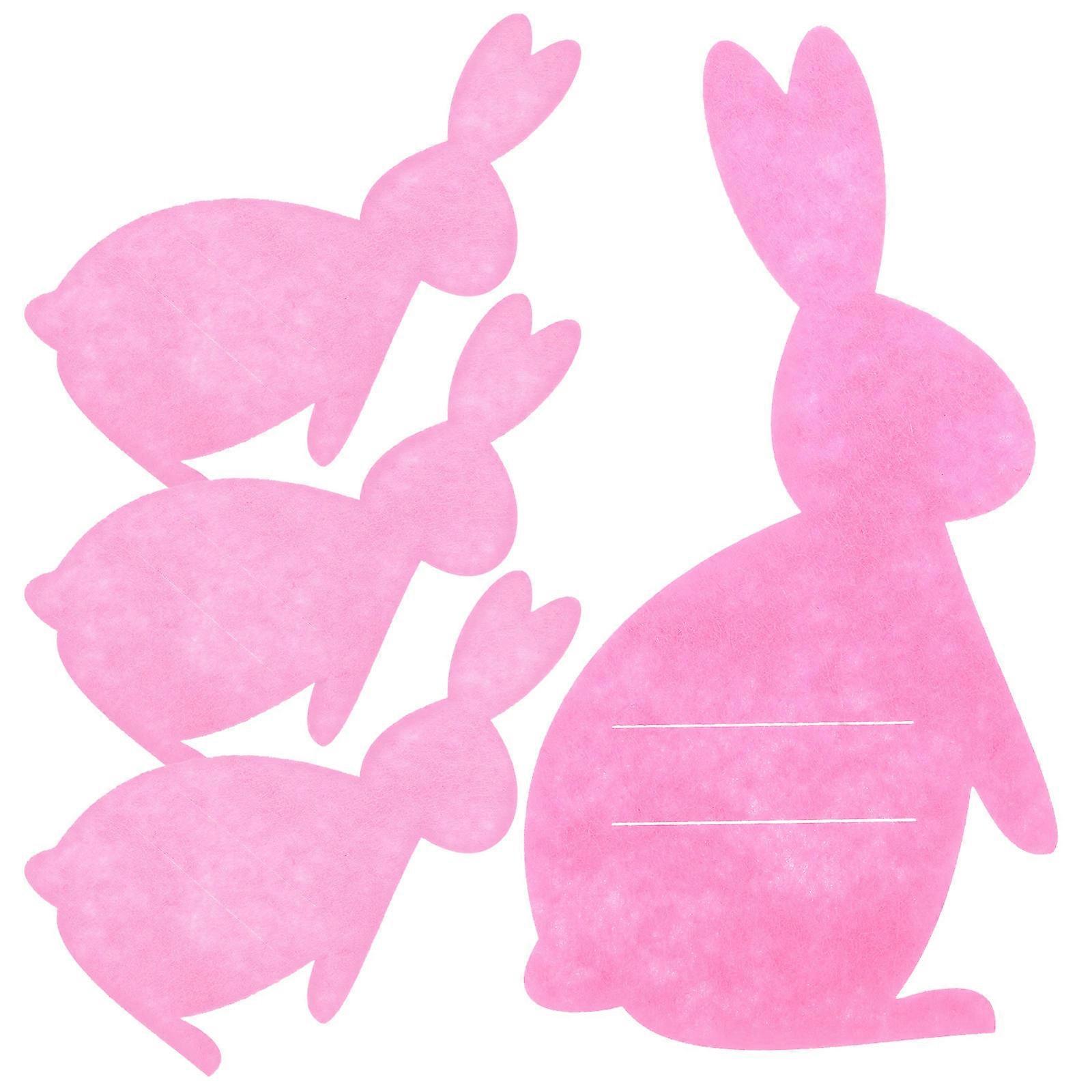 Easter Tableware Bag Bunny Shape for Storage 4Pcs Pink Cloth Cutlery Holders