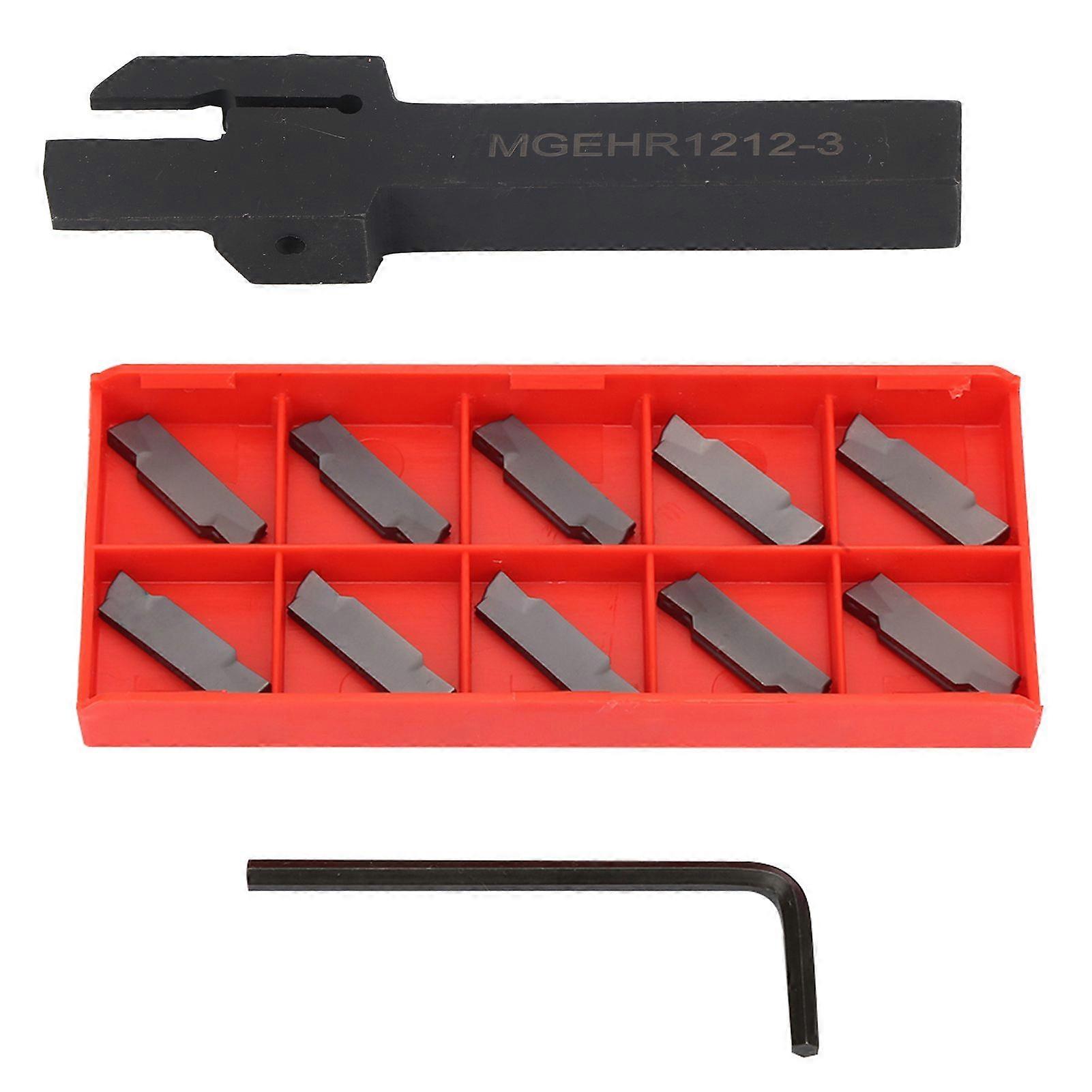 MGEHR1212-3 Lathe Cut Off Grooving Parting Tool Holder with 10pcs Inserts