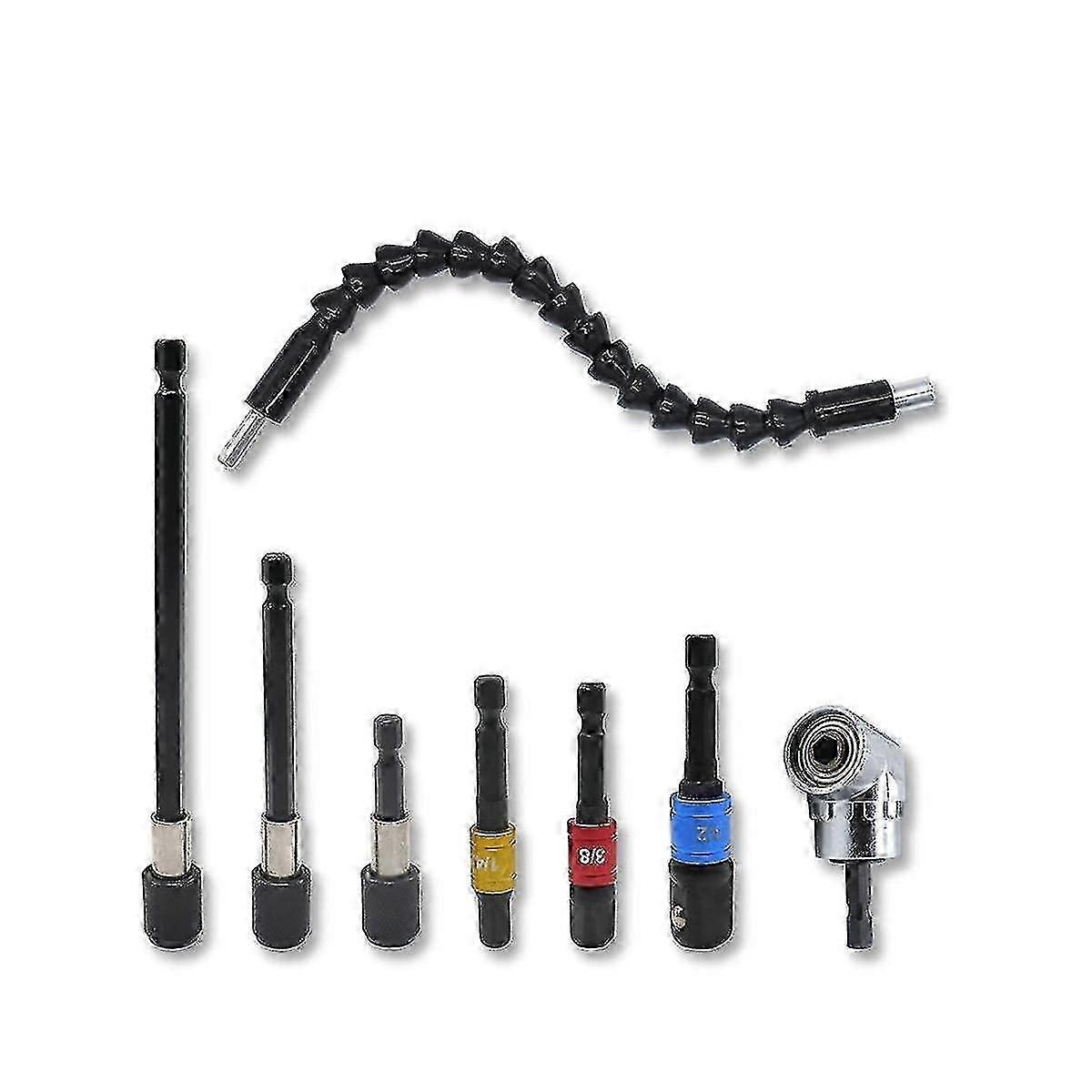 Flexible Drill Bit Extension Set 8pcs, Hex 105right Angle Drill Bit Attachment, Universal Socket A
