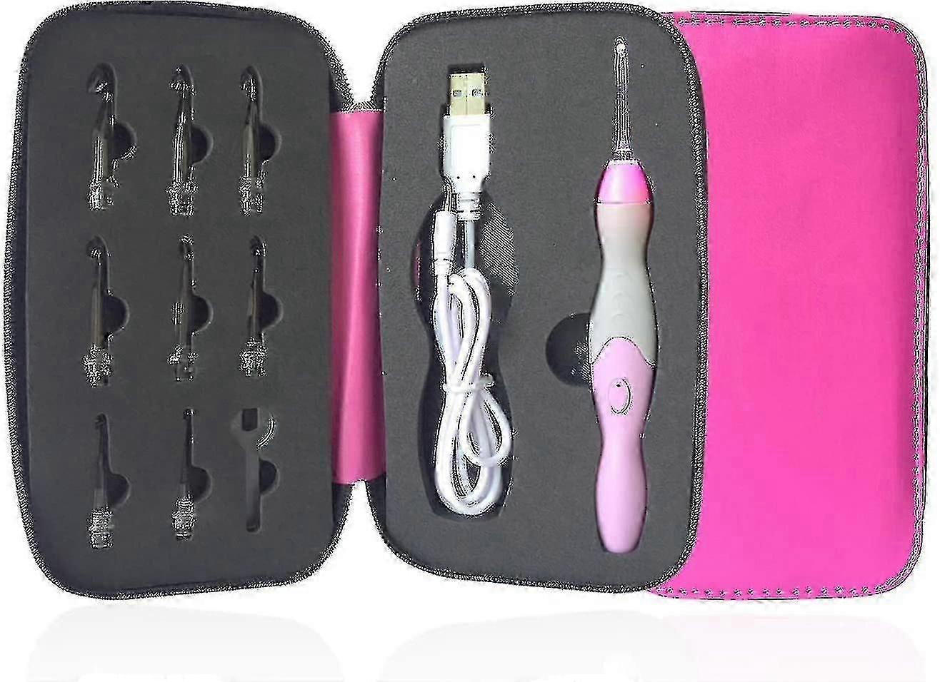 Dd-lighted Crochet Hook Set,9 Size Interchangeable Heads 2.5mm To 6.5mm With Ergonomic Grip Handles,rechargeable Lighted Crochet Hooks Complete Set Fo