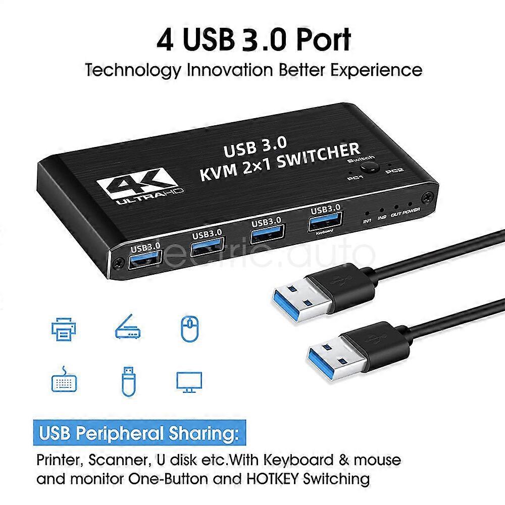 2×1 2X2 3x1 USB 3.0 HD-MI KVM Switch 4K 60Hz Monitor Extended Display Switcher C