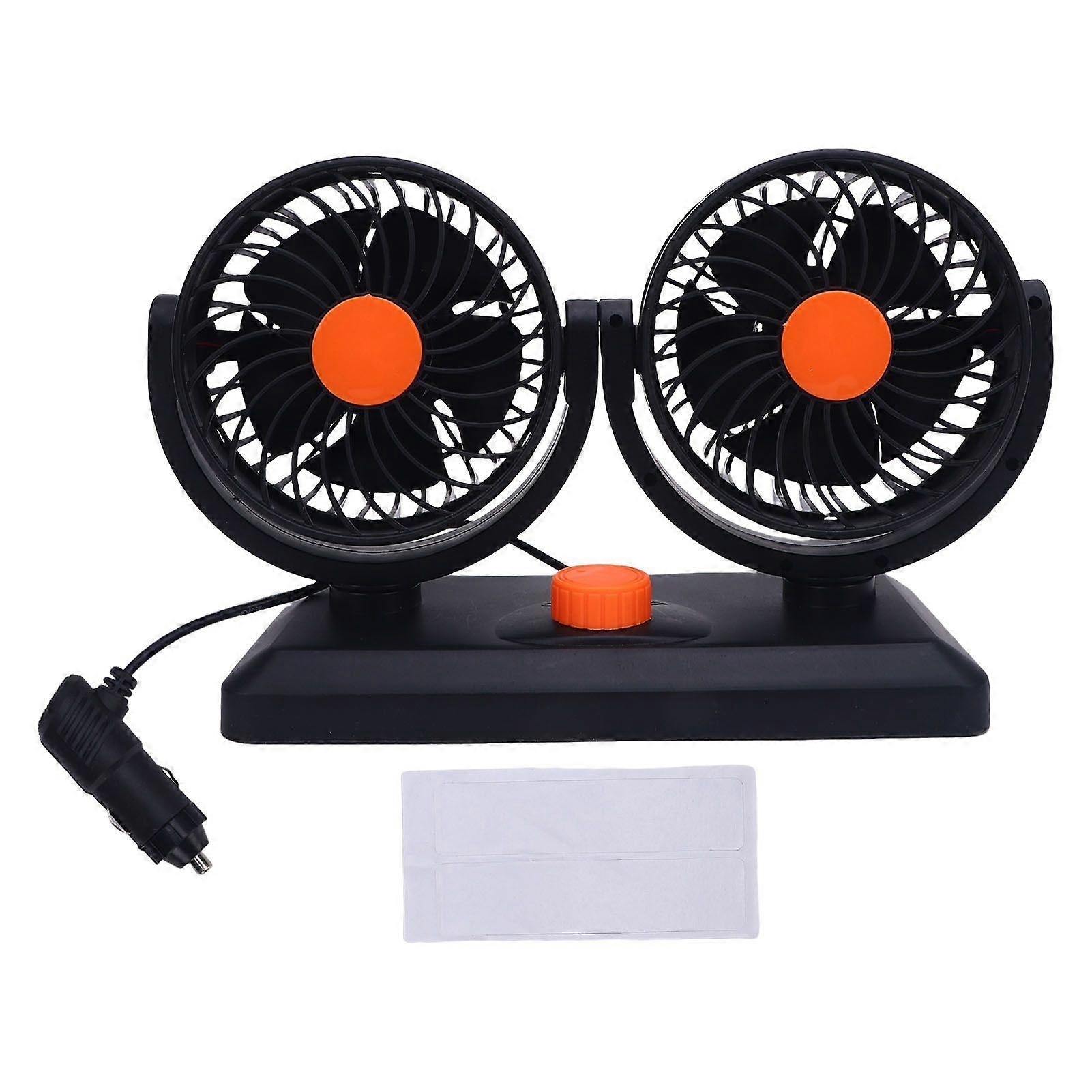 Dual Head Car Fan 2 Speed 360 Rotating Cigar Lighter Powered Car Cooling Fan for SUV RV Truck DC24V 0.4A NO.5991