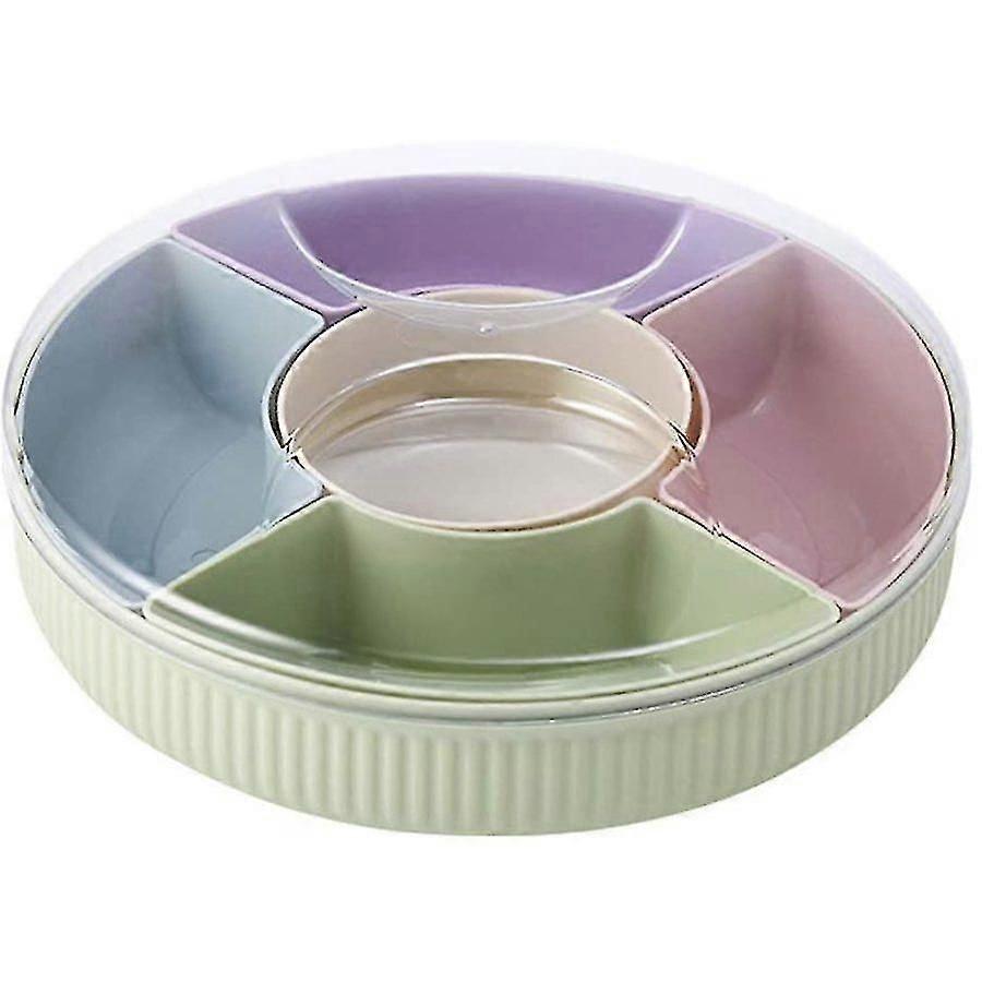 Snack Serving Tray Decorative Plastic Divided Snack Plates Bowls,green