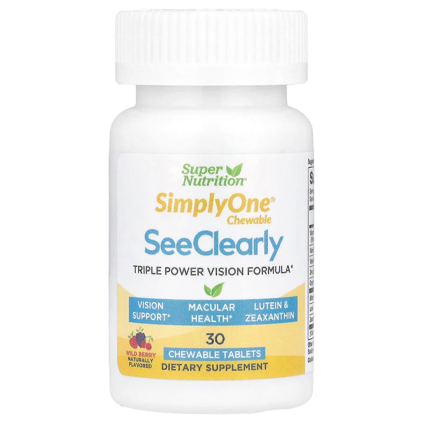 SimplyOne See Clearly, Triple Power Vision Formula, Wild-Berry , 30 Chewable Tablets