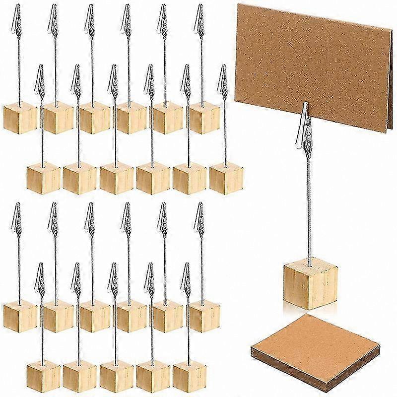 24-Pack Rustic Table Number Stands with Memo Clips and Kraft Cards for Weddings and Events