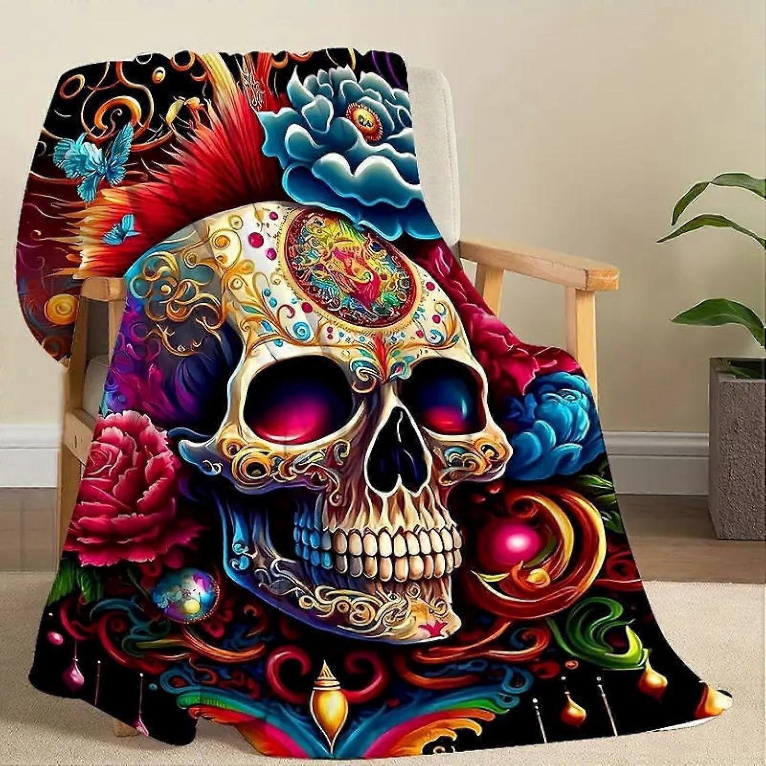 Soft Blanket Halloween Skull Blanket Thickened and Comfortable