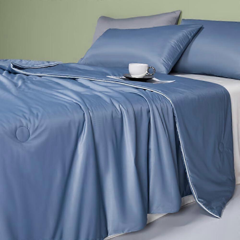 Cooling Blanket for Night Sweats Ice Silk Keep Cool QMax>0.2 DoubleSided 200x230cm Dark Blue