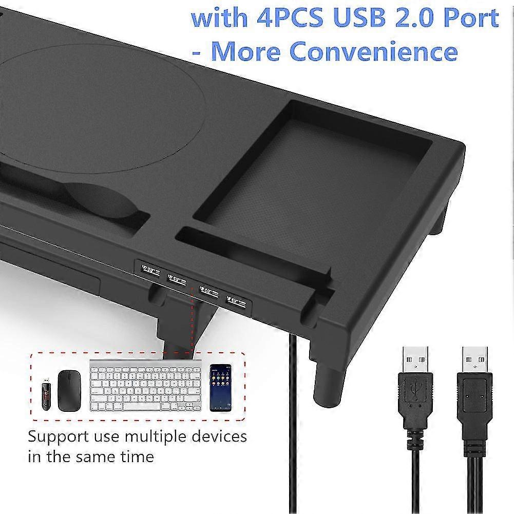 Monitor Stand, Monitor Riser With Usb Hub Support Charging, Computer Stand With Holding Slots, Desk Organizer With Phone Holder