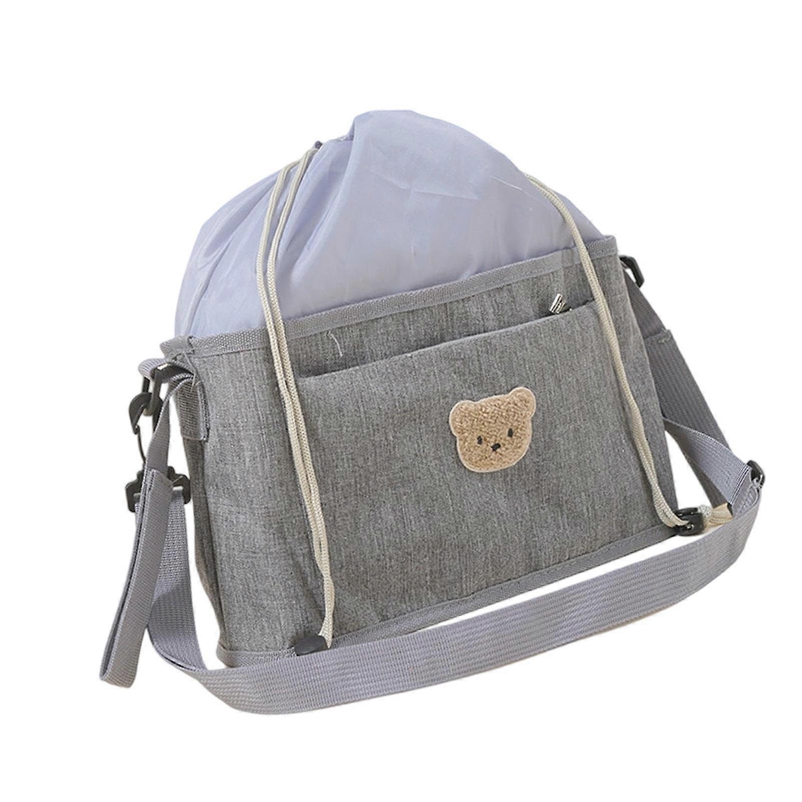 Diaper Bag Strollers Organizer with Large Storage Pocket, Spacious and Stylish Drawstring Storage Bag for Modern Parents  Gray