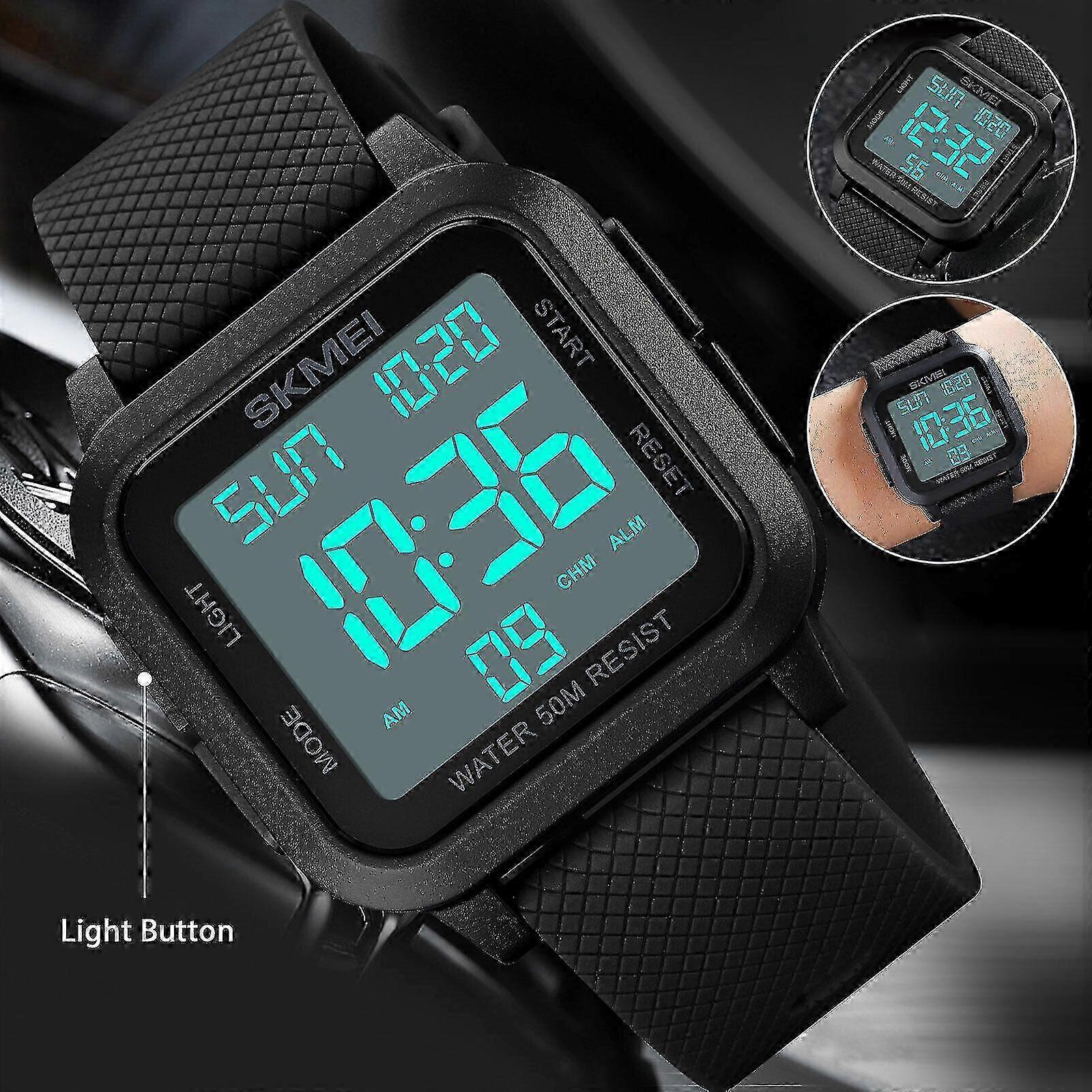 Men's Military Digital Watch with LED Display and Waterproof