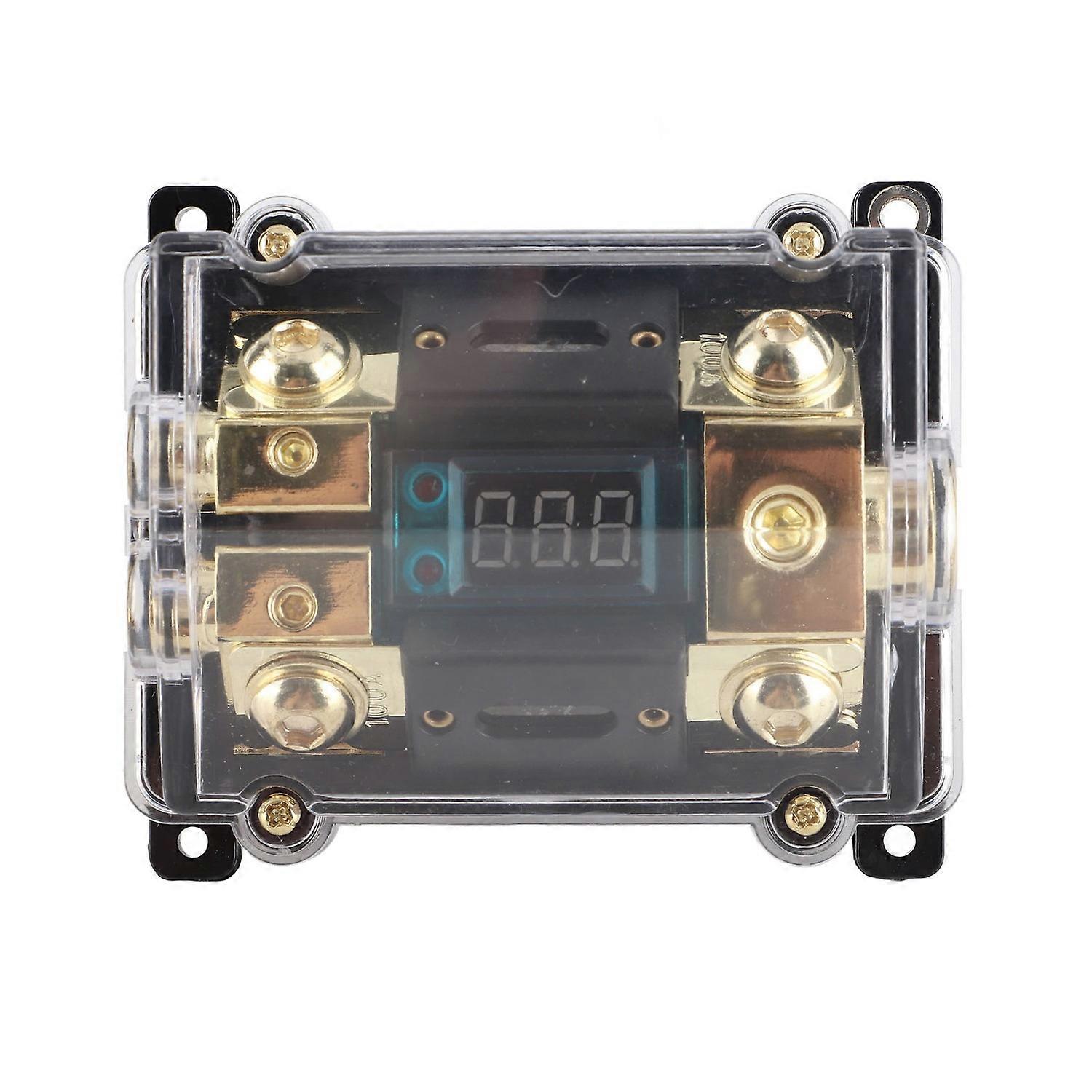 Universal Car Auto Fuse Holder 100A LED Digital 1 in 2 Out Audio Amplifier Fuse Holder