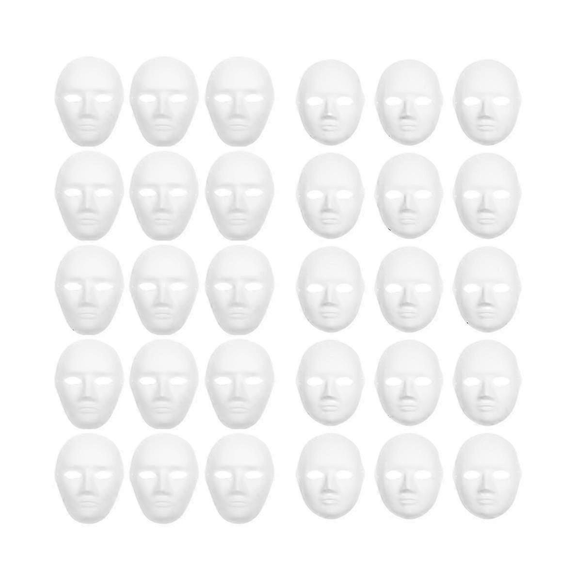 30 Pack Paper Mache Masks in 2 Sizes for Arts & Theater - Blank White Masks for Craft Projects & DIY Creations