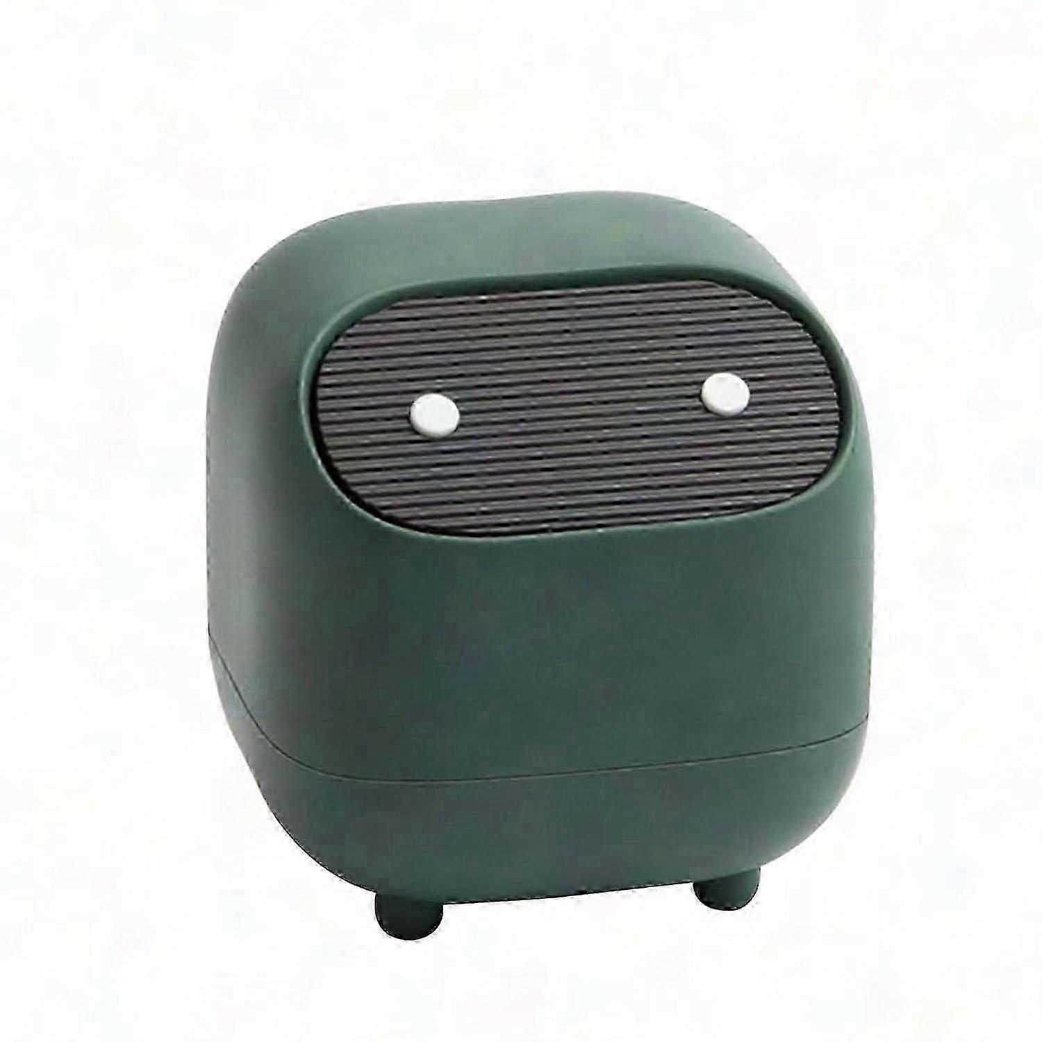 Cute Ninja Small Trash Can with Lid for Home & Office - Green Desktop Waste Bin