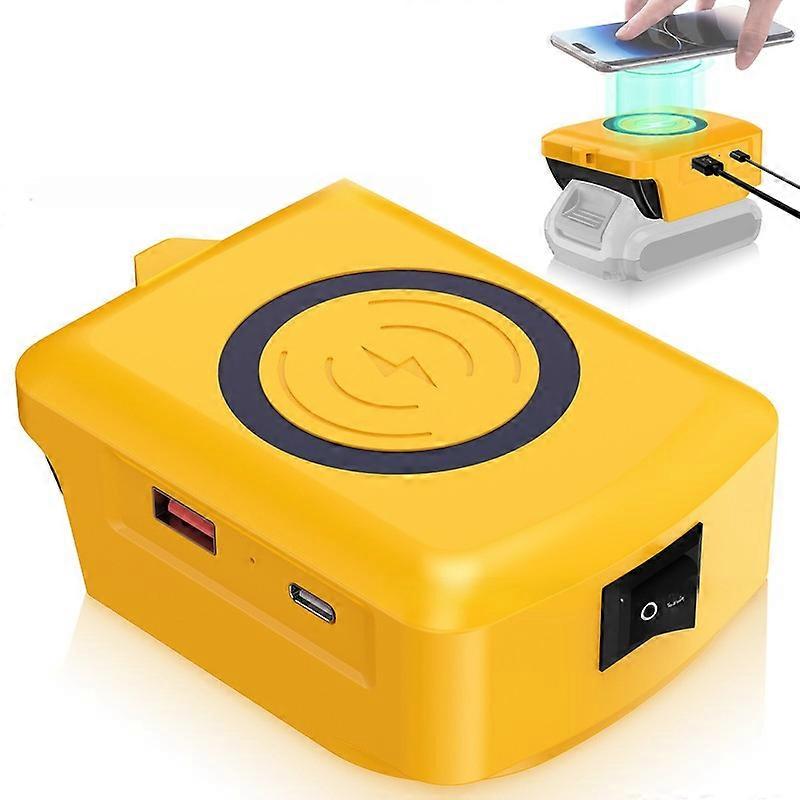 Wireless Charger Adapter for Dewalt 20v Battery 15W for Phone with Type C USB
