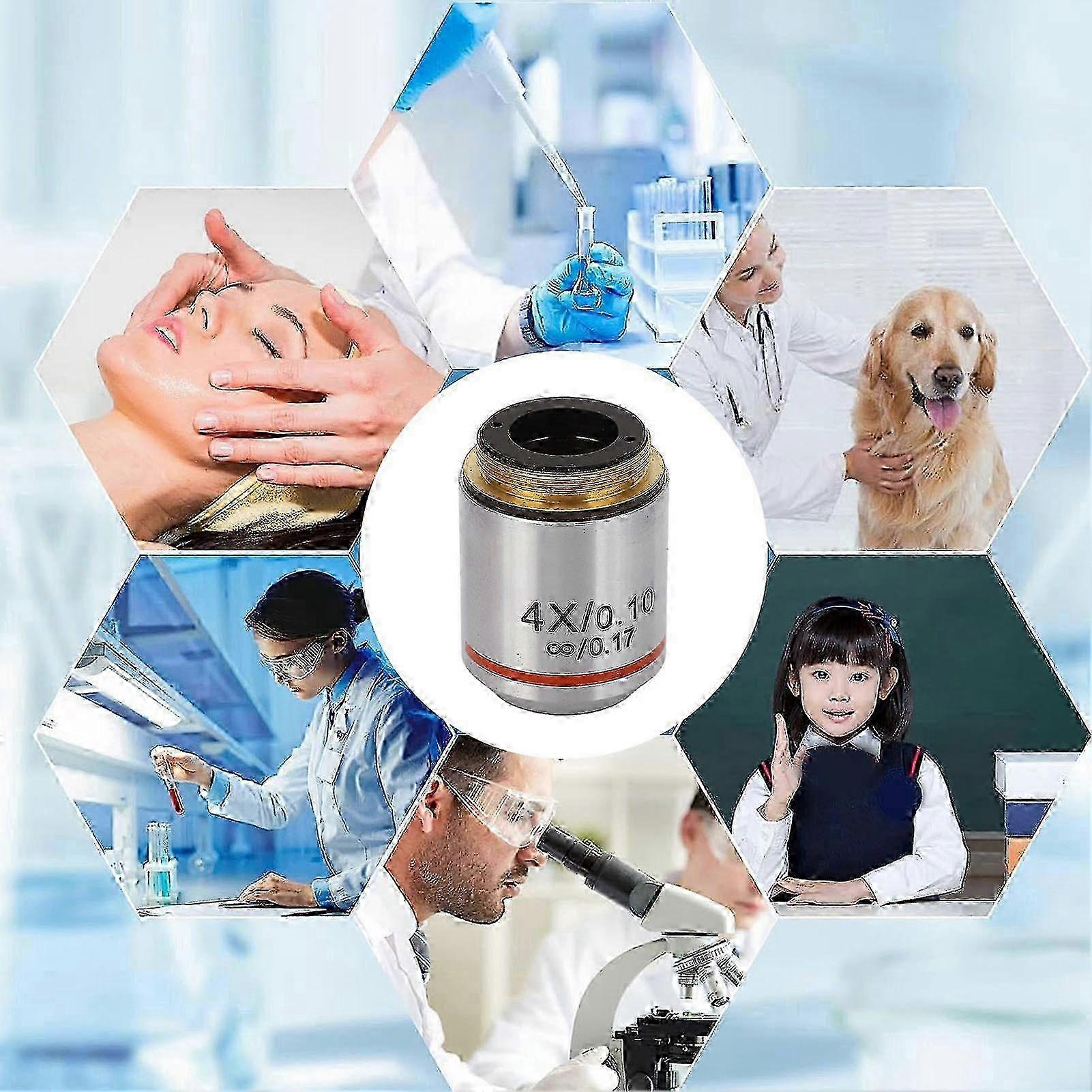 4X Objective Lens Parallel Optical Infinite Objective Replacement Microscope Accessory RMS Thread