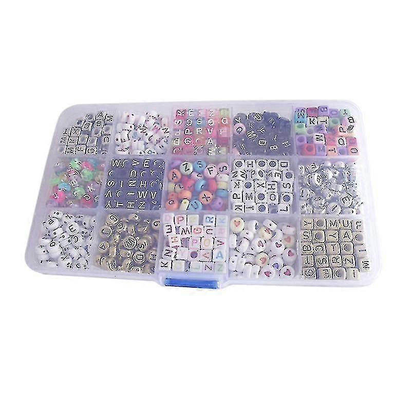 1000pcs/set Mixed Letter Acrylic Beads 15 Different Types For Diy Bracelet