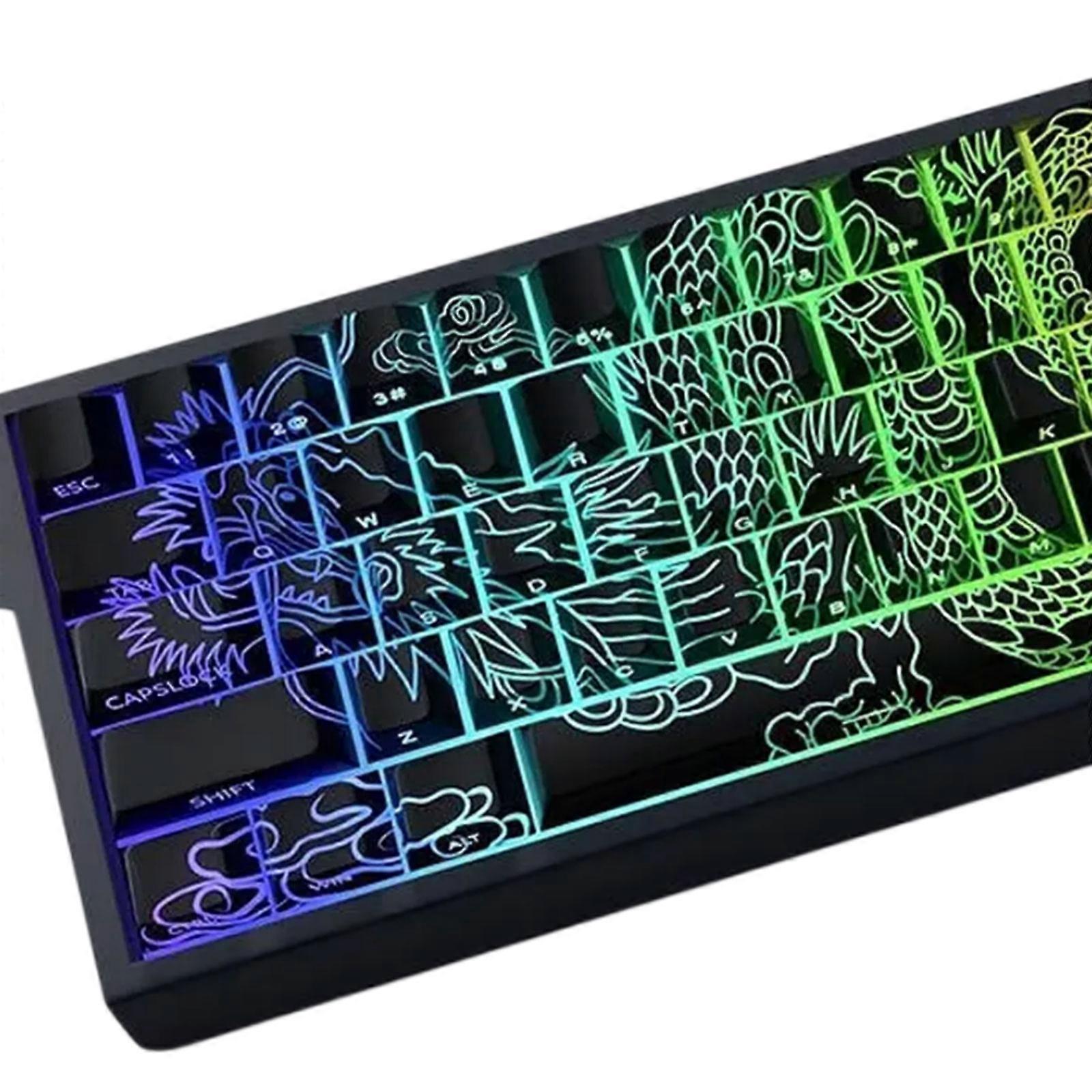 Side Print Backlit Keycaps Chinese Loong Theme for 68 67 65 61 60 Mechanical Keyboards 74Key Keycaps Multicolor