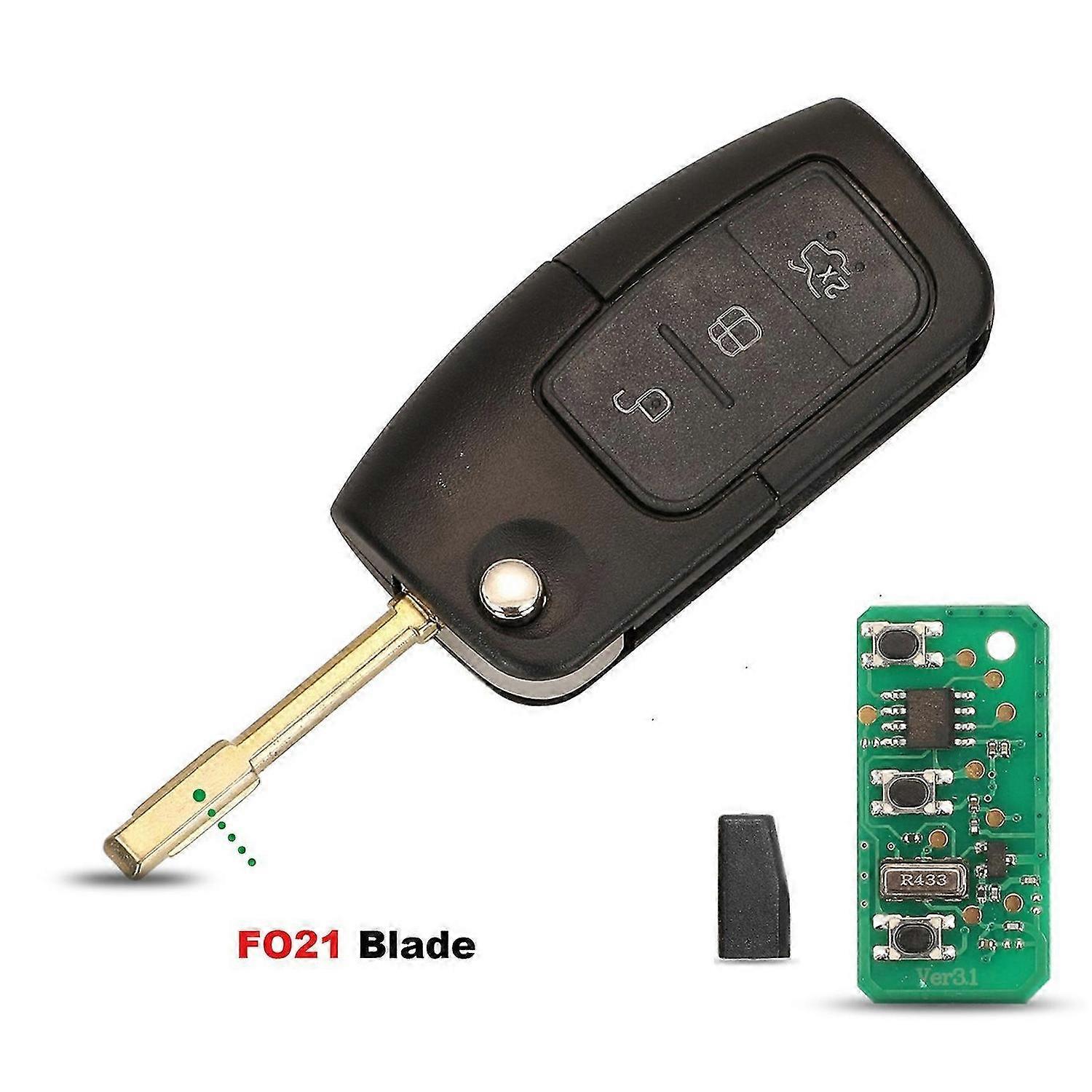 Car Remote Key Fob ASK 433Mhz For Ford Fiesta Focus 2 Ecosport Kuga Escape C Max Ka Fob HU101 / FO21 3 Buttons