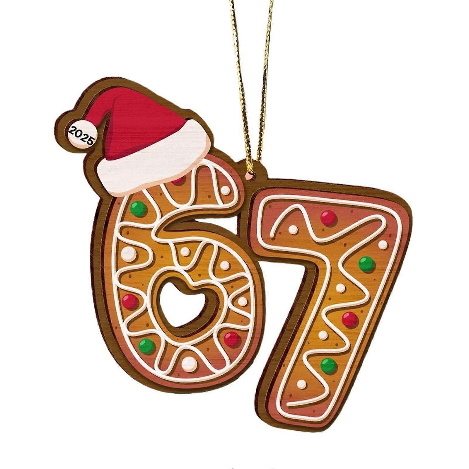 67 Meme Julepynt 2D Akryl - Hjerneråte Memes Seks Syv Julepynt Juledekor 2025