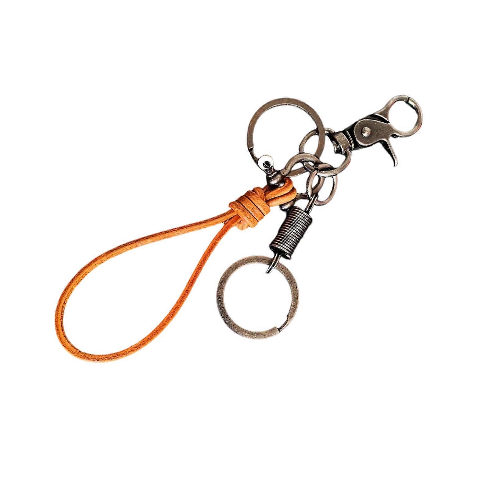 Lightweight Compact Leather Keychain With Zinc Alloy Carabiner Hook For Secure Key Organization In Sports Activities Multicolor