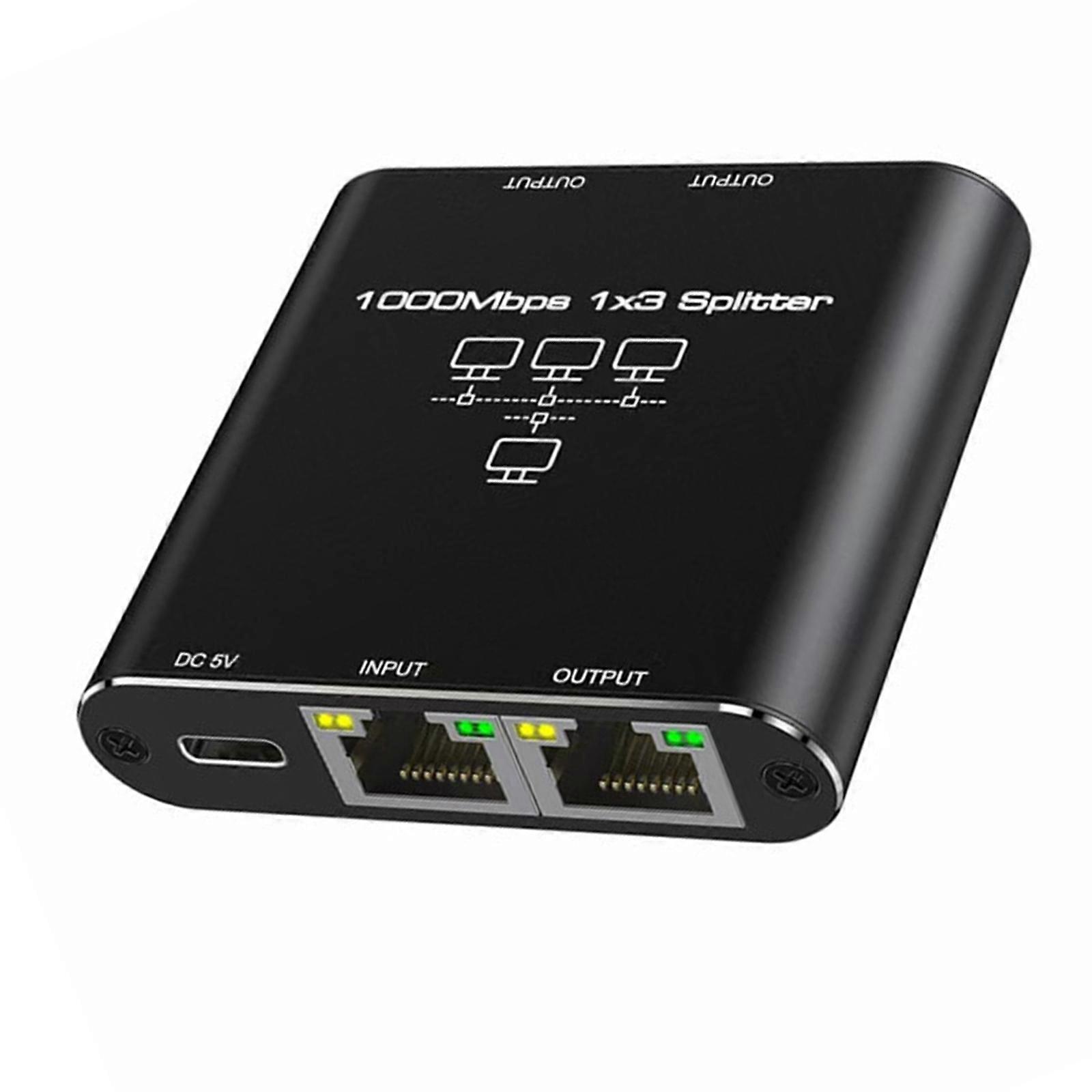 Gigabit Ethernet Splitter 1 in 3 Out RJ45 Port,1000Mbps Fast Speed Stable Networking Splitter for Home and Office Multicolor