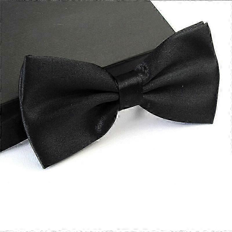 Men Satin Bowtie Classic Wedding Party Bow Tie Solid Color Adjustable Necktie