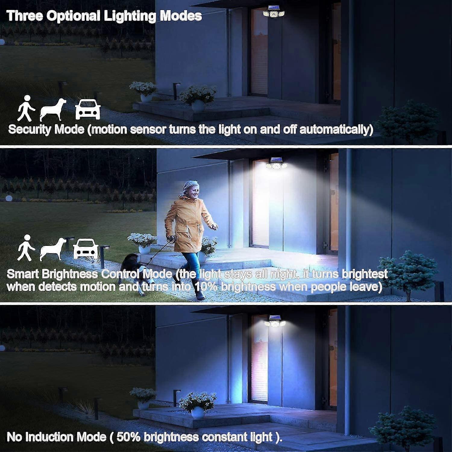 Solar Lights Outdoor with Motion Sensor 3 Heads Security Lights Solar Powered, 112 LED Solar Flood