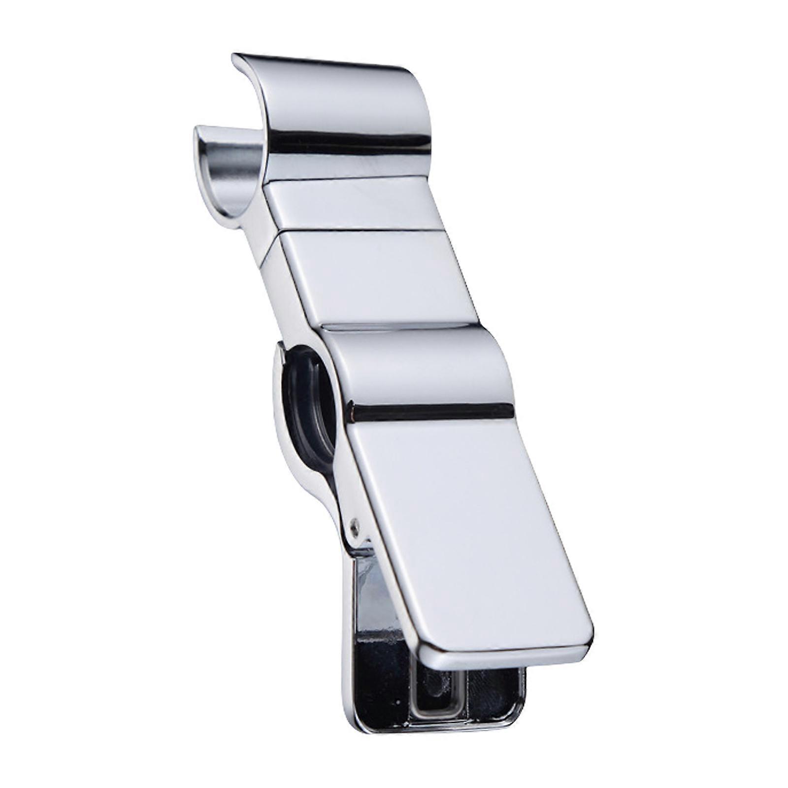 Universal Round Pipe Shower Head Holder Clamps Handheld Shower Head Bracket Adjustable Press Clamps Bath Bar Fixed Base  Silver 